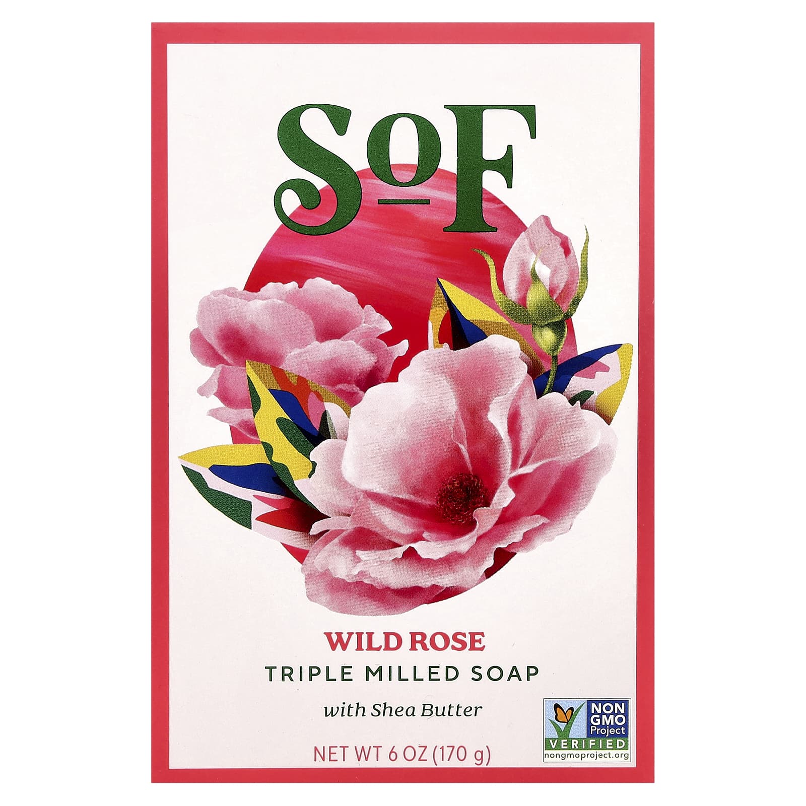 SoF, Triple Milled Bar Soap with Shea Butter, Wild Rose, 6 oz (170 g) - Image 1