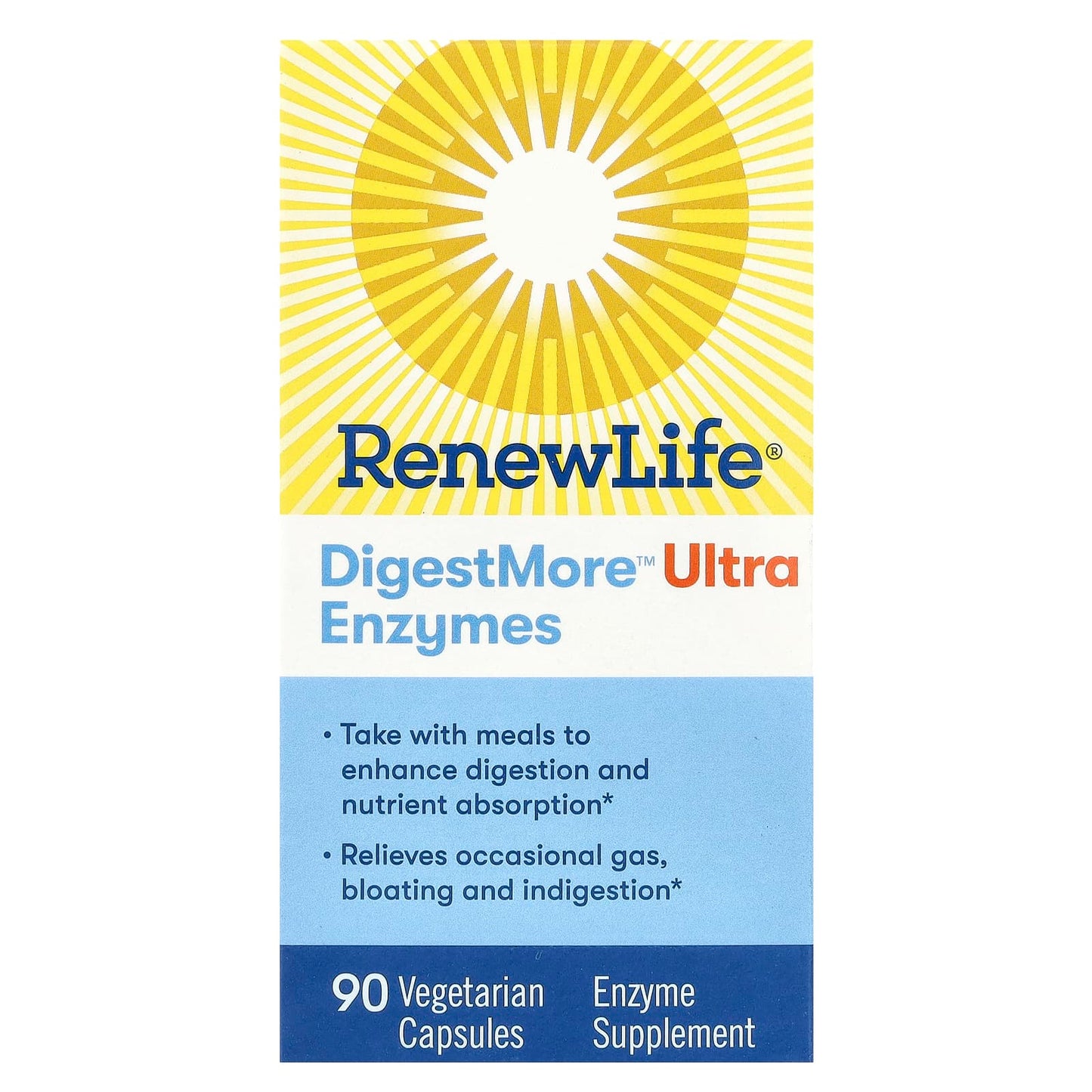 Renew Life, DigestMore™ Ultra Enzymes, 90 Vegetarian Capsules - Image 1