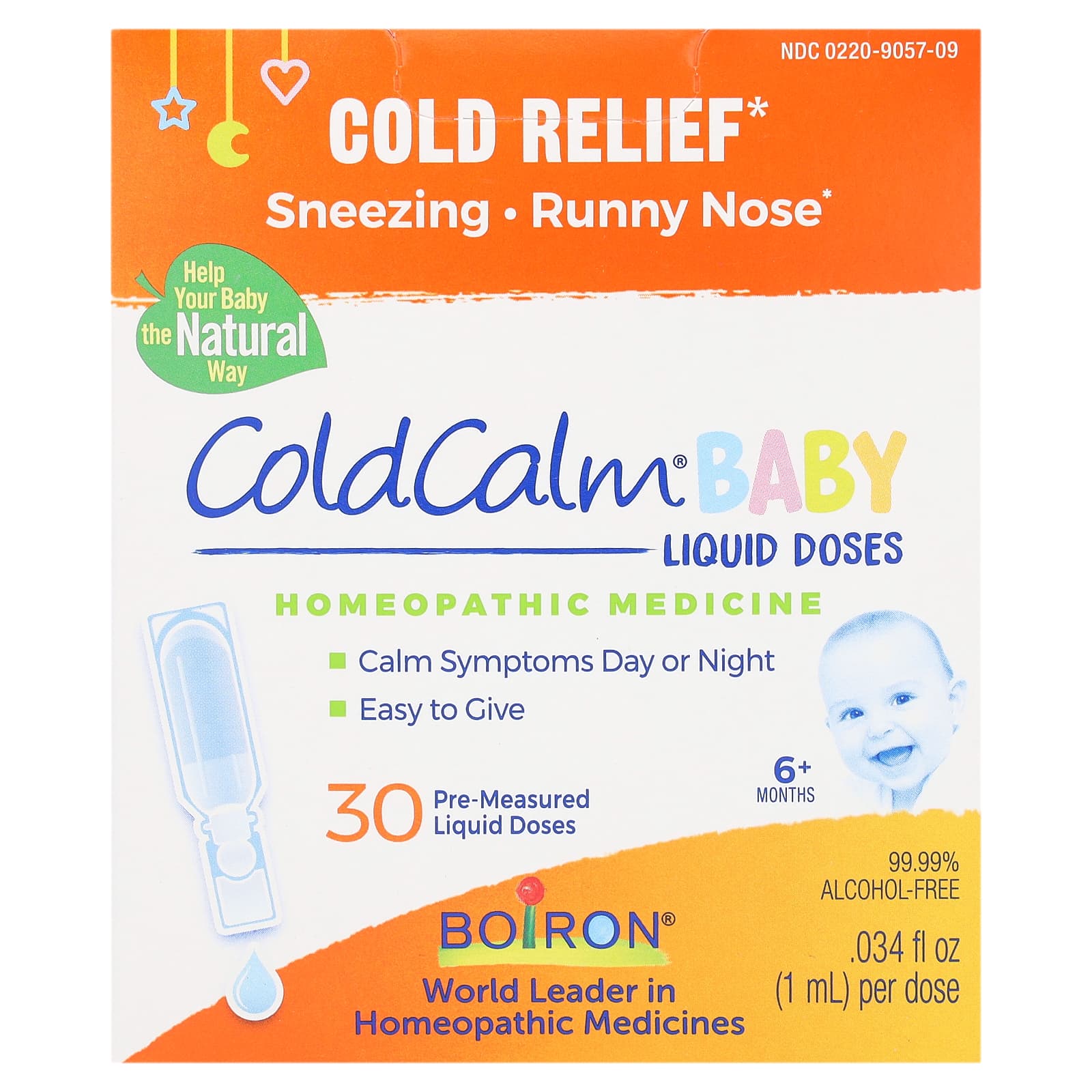 Natural Cold Relief for Babies | Boiron Cold Calm Liquid Doses - Image 1