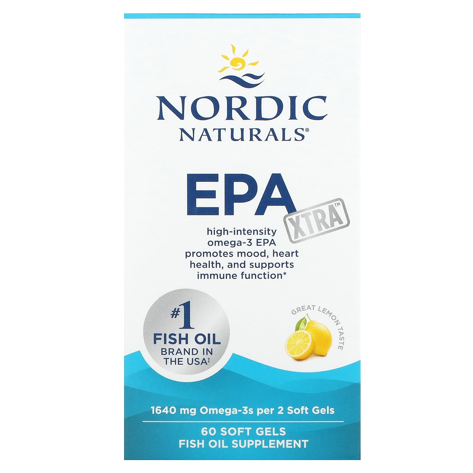 Nordic Naturals, EPA Xtra, Great Lemon, 60 Soft Gels - Image 1