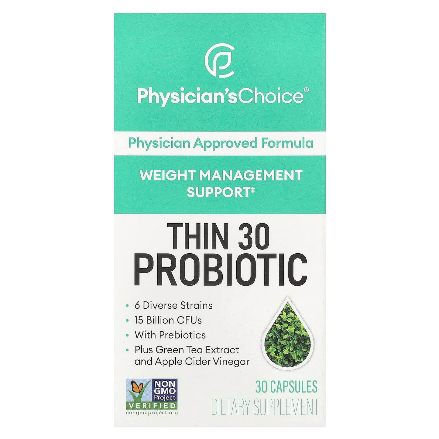 Physician's Choice, Thin 30 Probiotic, 15 Billion CFUs, 30 Capsules - Image 1