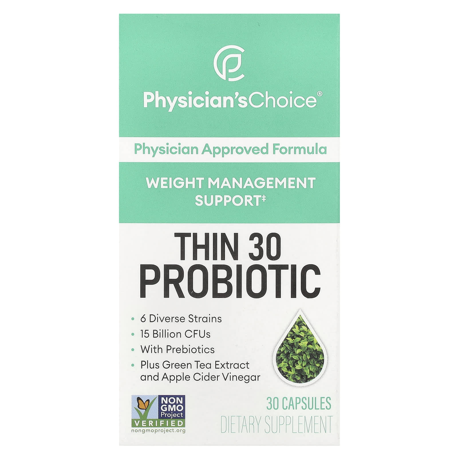 Physician's Choice, Thin 30 Probiotic, 15 Billion CFUs, 30 Capsules - Image 1