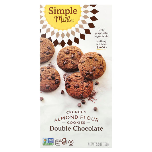 Simple Mills, Crunchy Almond Flour Cookies, Double Chocolate, 5.5 oz (156 g) - Image 1