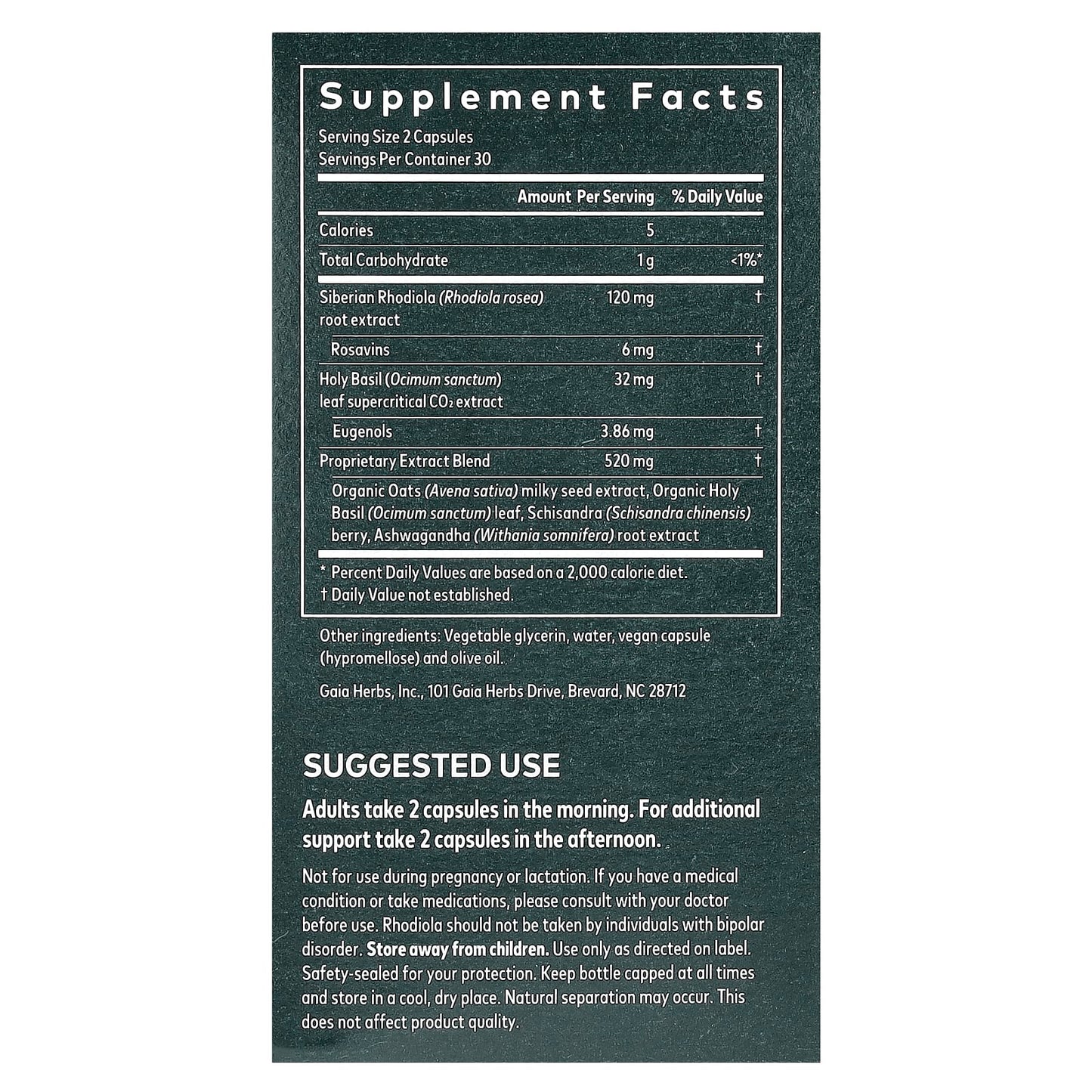 Gaia Herbs Adrenal Health Daily Support for Stress Relief - Image 2