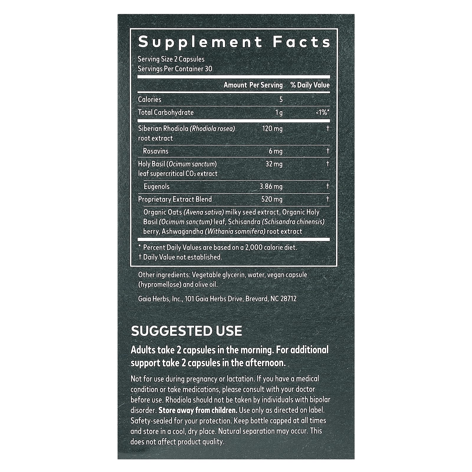 Gaia Herbs Adrenal Health Daily Support for Stress Relief - Image 2