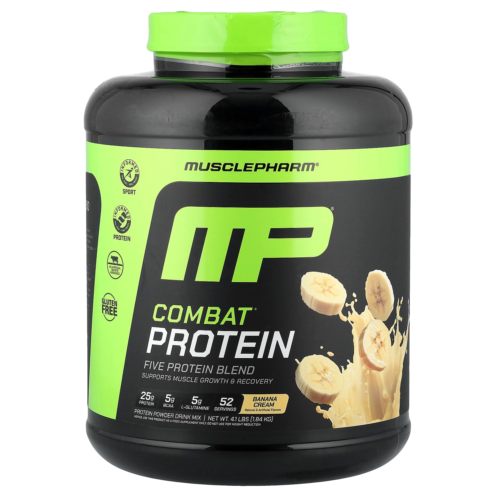 MusclePharm, Combat Protein Powder, Banana Cream, 4 lb (1,81 kg) - Image 1