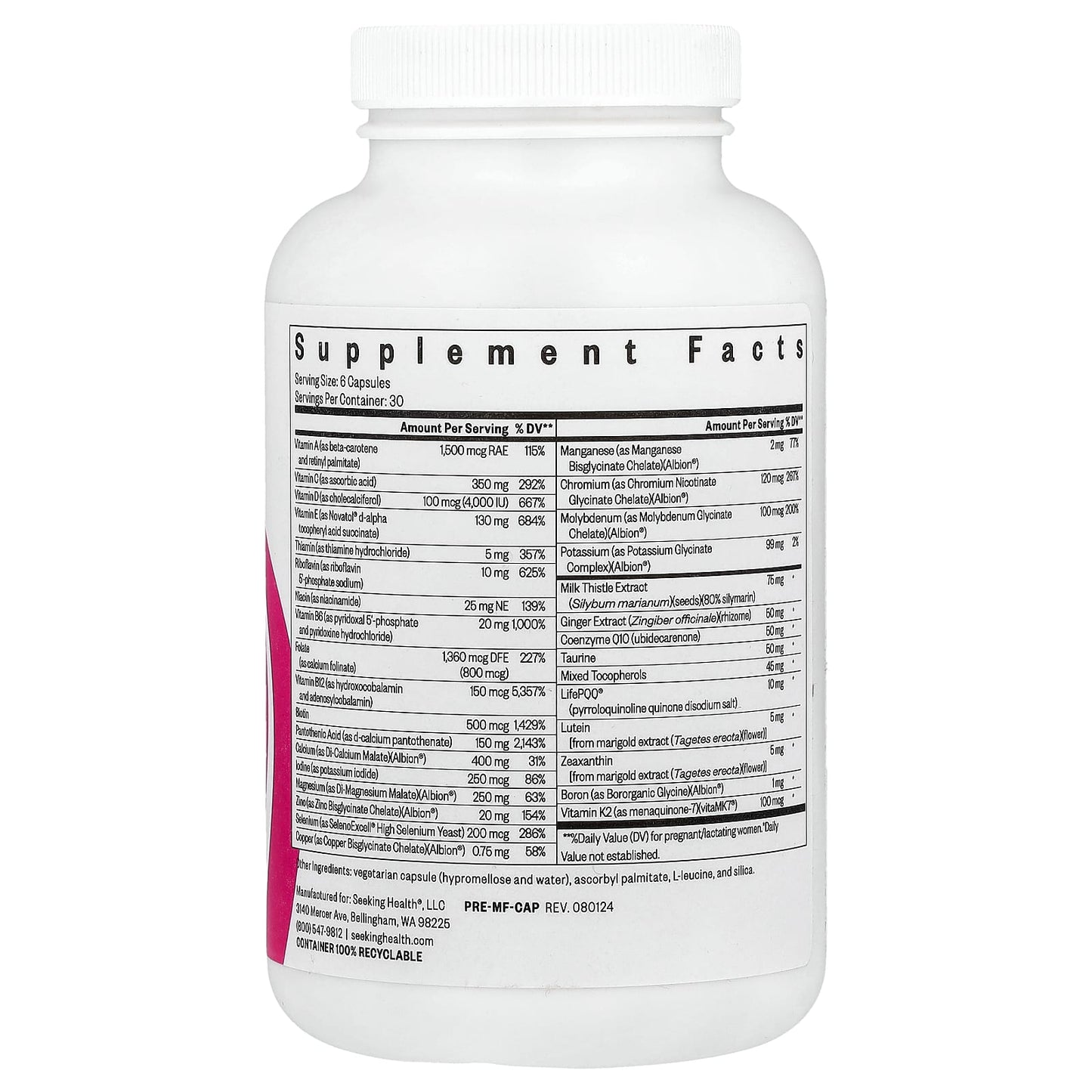 Seeking Health, Optimal Prenatal MF, 180 Capsules - Image 2