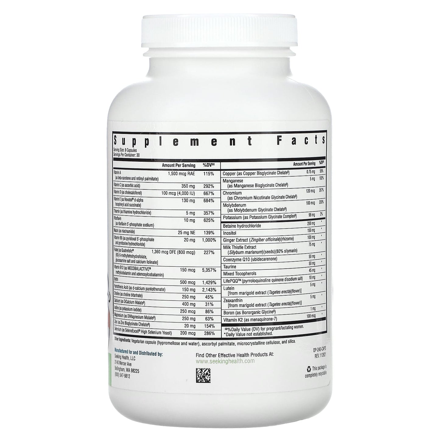 Seeking Health, Optimal Prenatal, 240 Vegetarian Capsules - Image 2