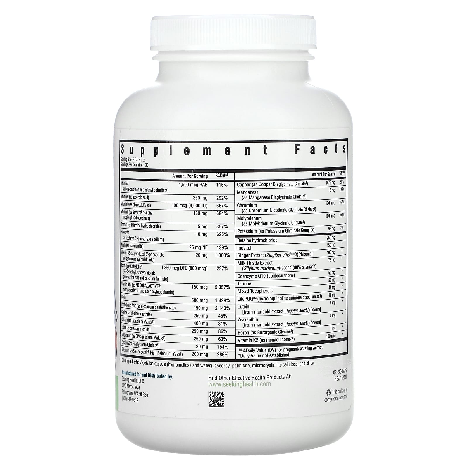 Seeking Health, Optimal Prenatal, 240 Vegetarian Capsules - Image 2