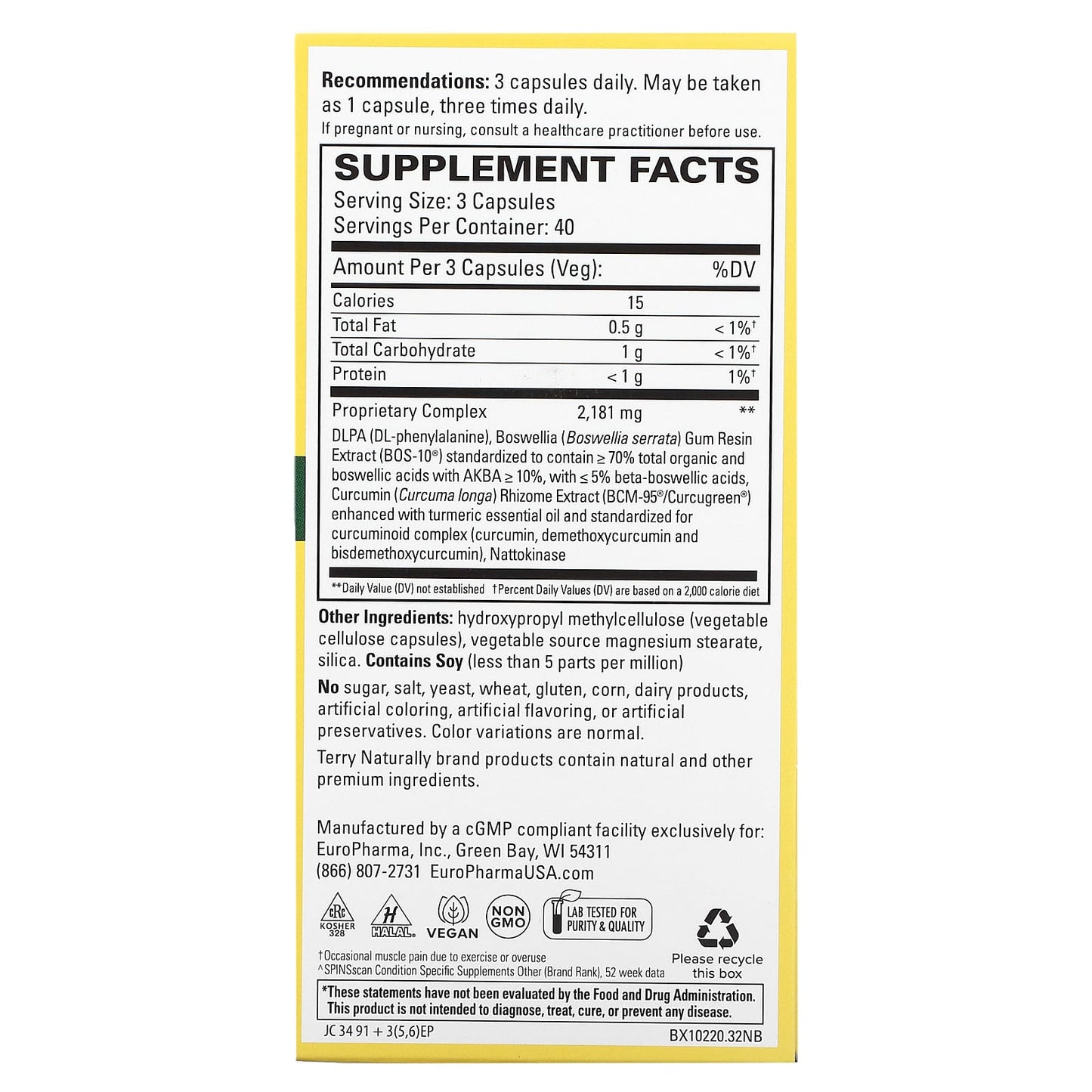 Terry Naturally, Curamin, Pain Relief, 120 Capsules - Image 2