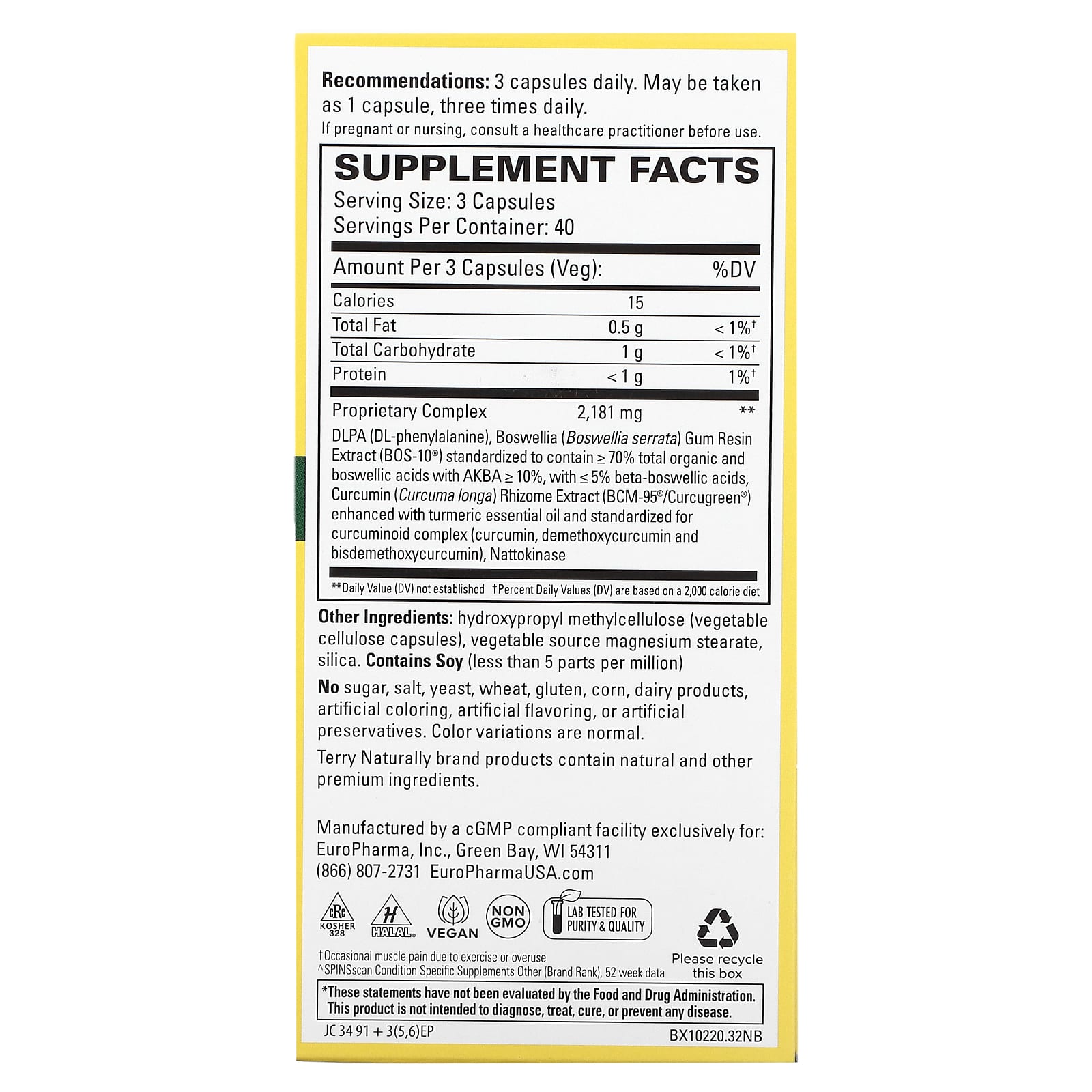 Terry Naturally, Curamin, Pain Relief, 120 Capsules - Image 2