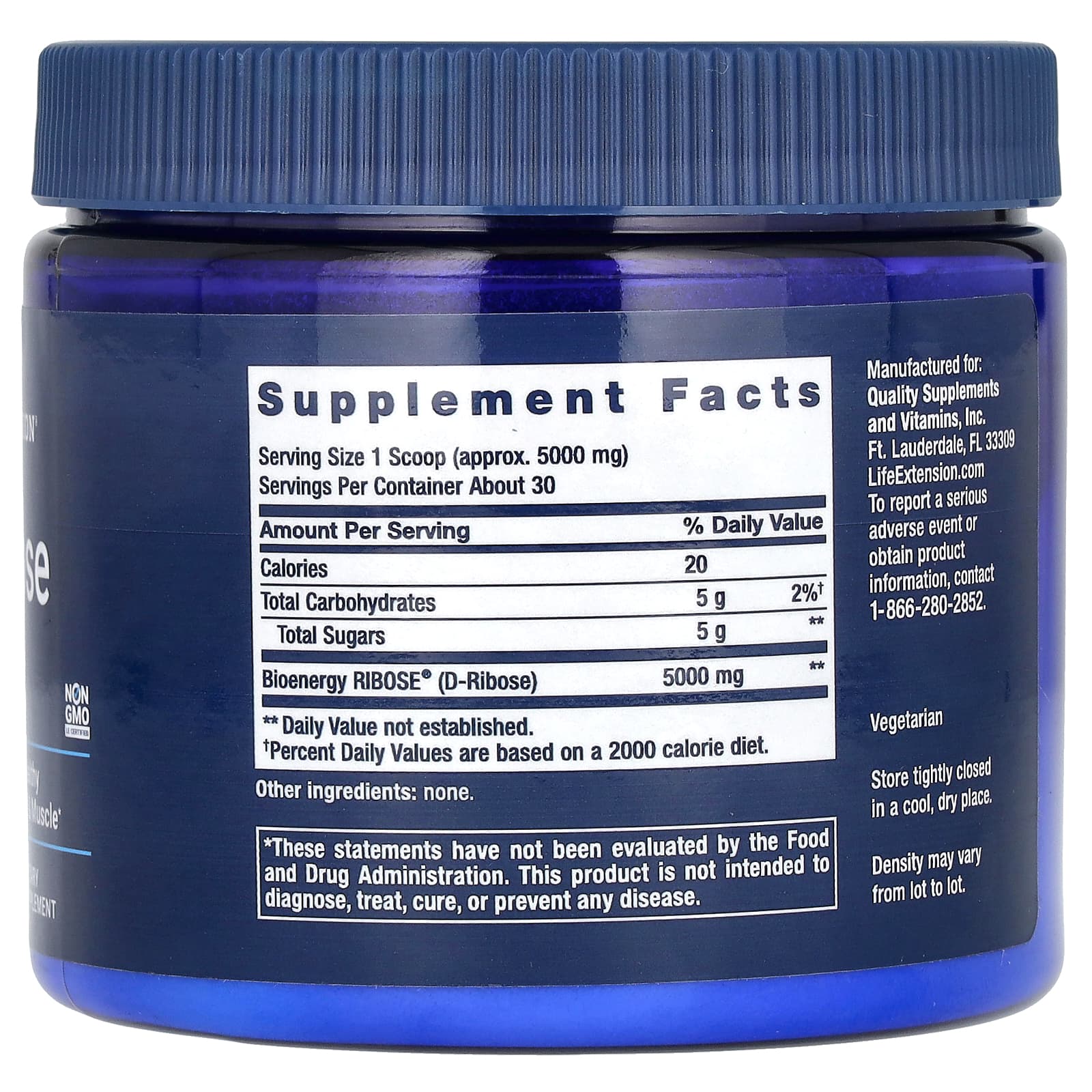 Life Extension, D-Ribose Powder, 5.29 oz (150 g) - Image 2