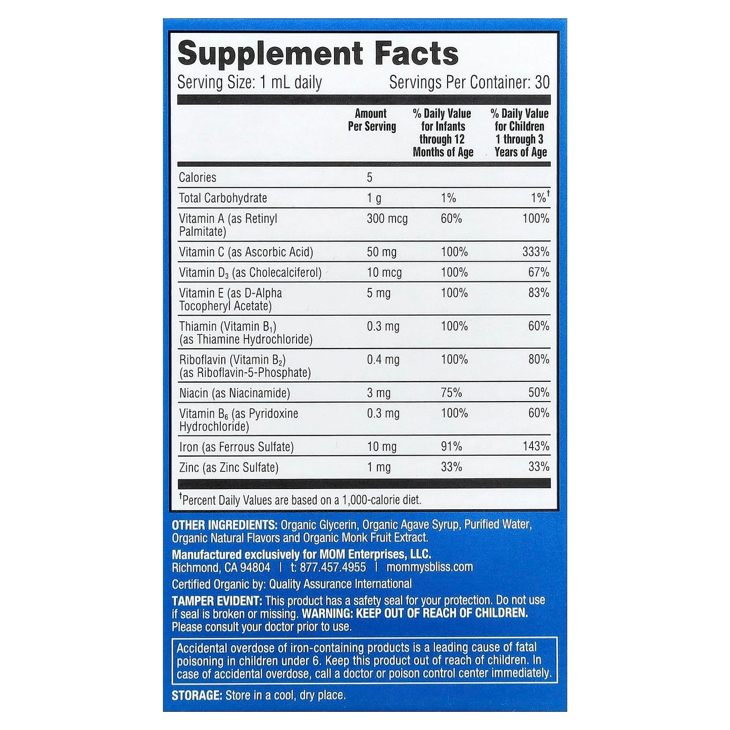 Mommy's Bliss, Baby Multivitamin + Iron, Age 2 Months+, Grape, 1 fl oz ( 30 ml) - Image 2