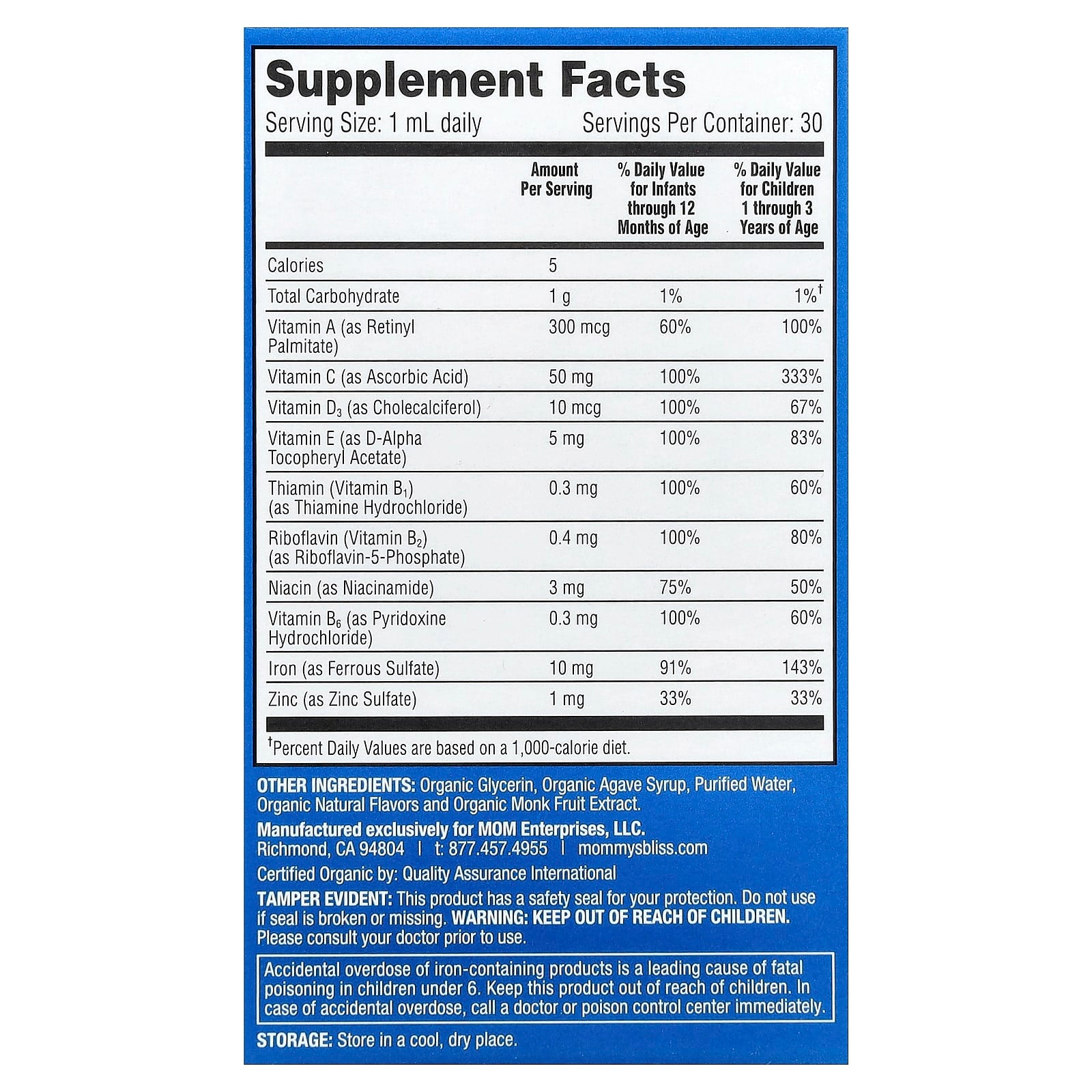 Mommy's Bliss, Baby Multivitamin + Iron, Age 2 Months+, Grape, 1 fl oz ( 30 ml) - Image 2