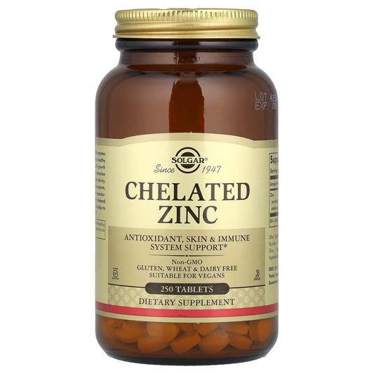 Solgar, Chelated Zinc, 250 Tablets (22 mg per Tablet) - Image 1