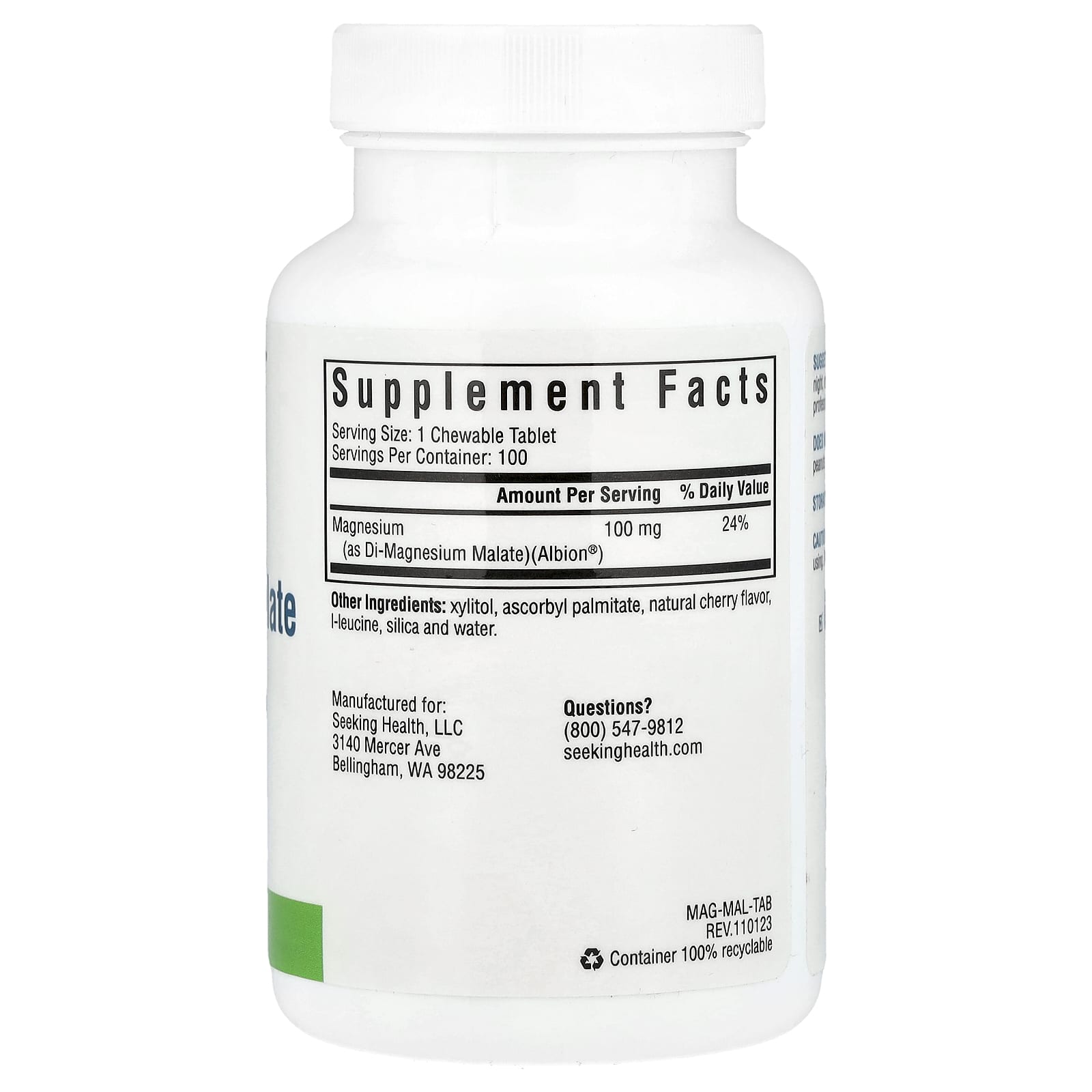 Seeking Health, Magnesium Malate Chewable, 100 mg, 100 Chewable Tablets - Image 2