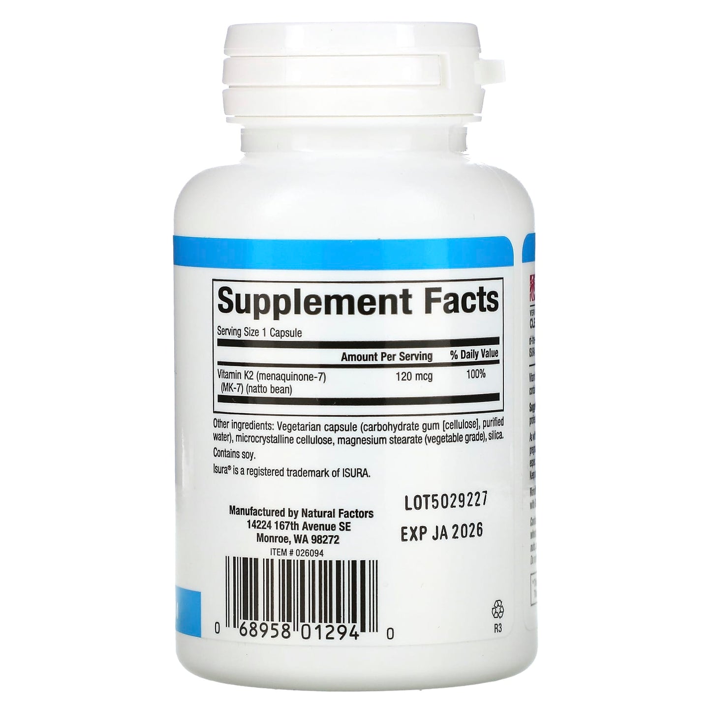Natural Factors, Vitamin K2, 120 mcg, 60 Vegetarian Capsules - Image 2