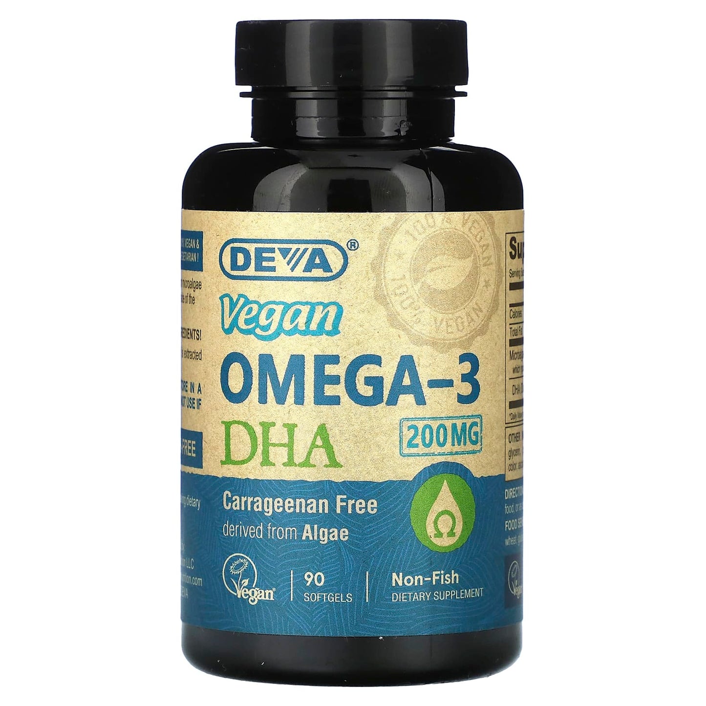 Vegan Omega-3 DHA 200mg Softgels by Deva - Image 1