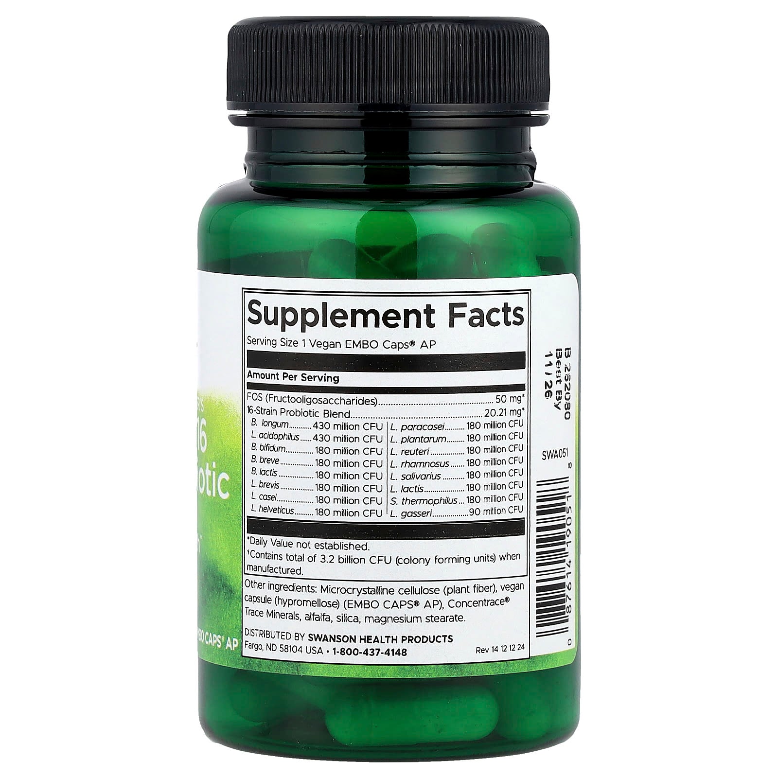 Swanson, Dr. Stephen Langer's Ultimate 16 Strain Probiotic with FOS, 60 Vegan EMBO Caps® AP - Image 2
