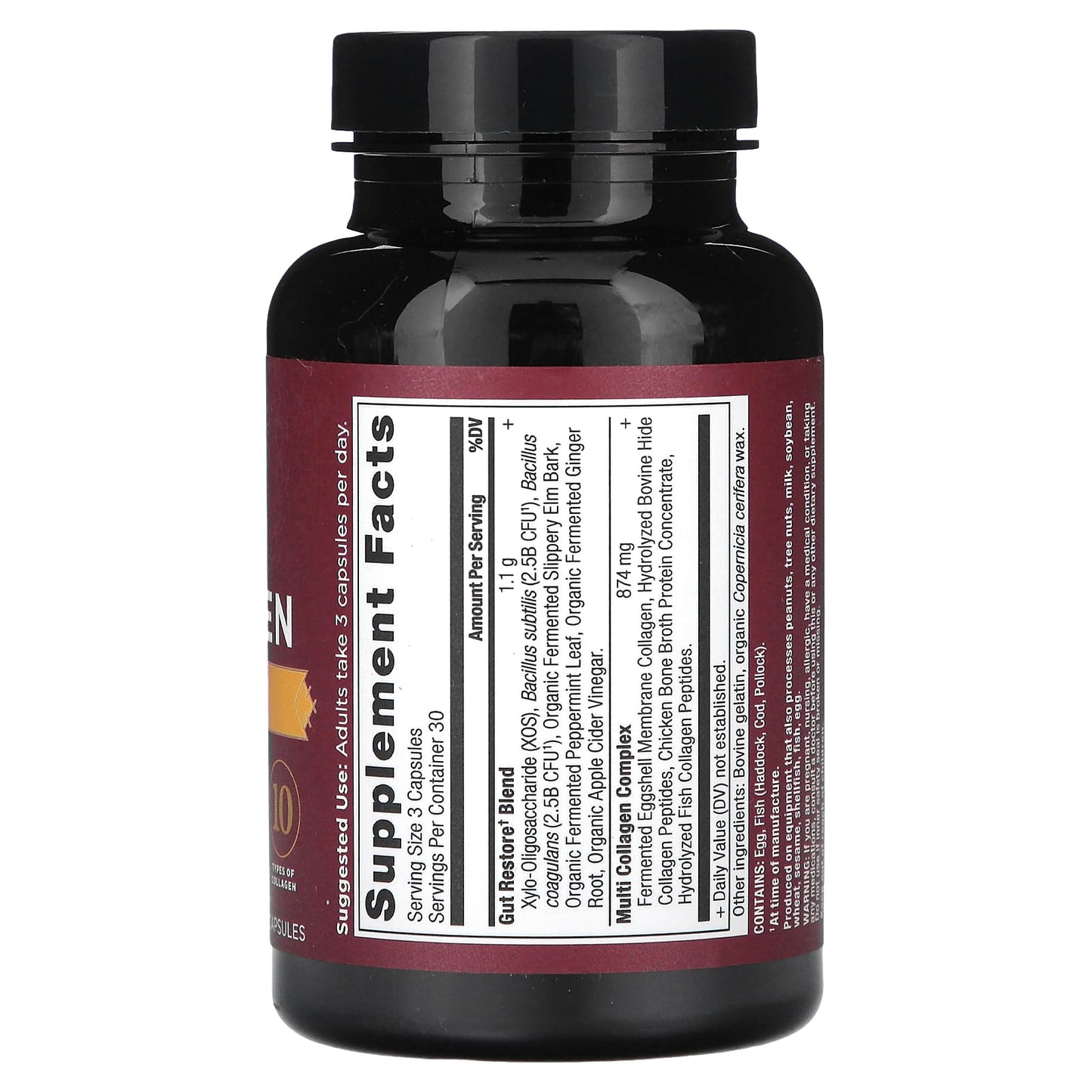 Multi Collagen Gut Restore Supplement - 10 Types - 90 Capsules - Image 2