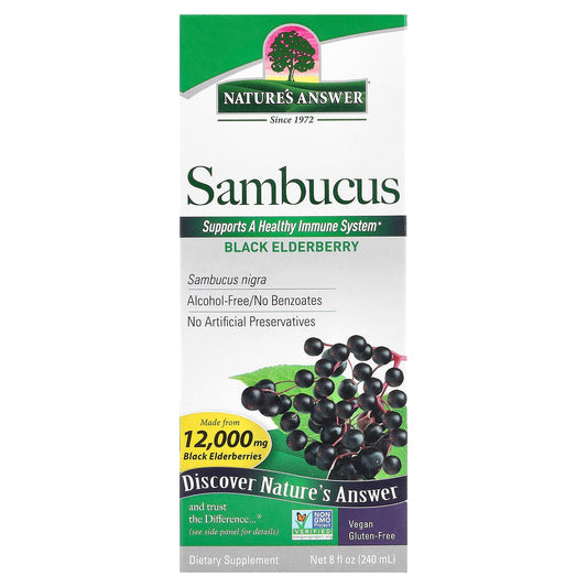 Nature's Answer, Sambucus, Black Elderberry, Alcohol-Free, 2,500 mg, 8 fl oz (240 ml) - Image 1