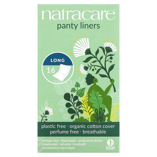 Natracare, Panty Liners, Organic Cotton Cover, Long, 16 Liners - Image 1