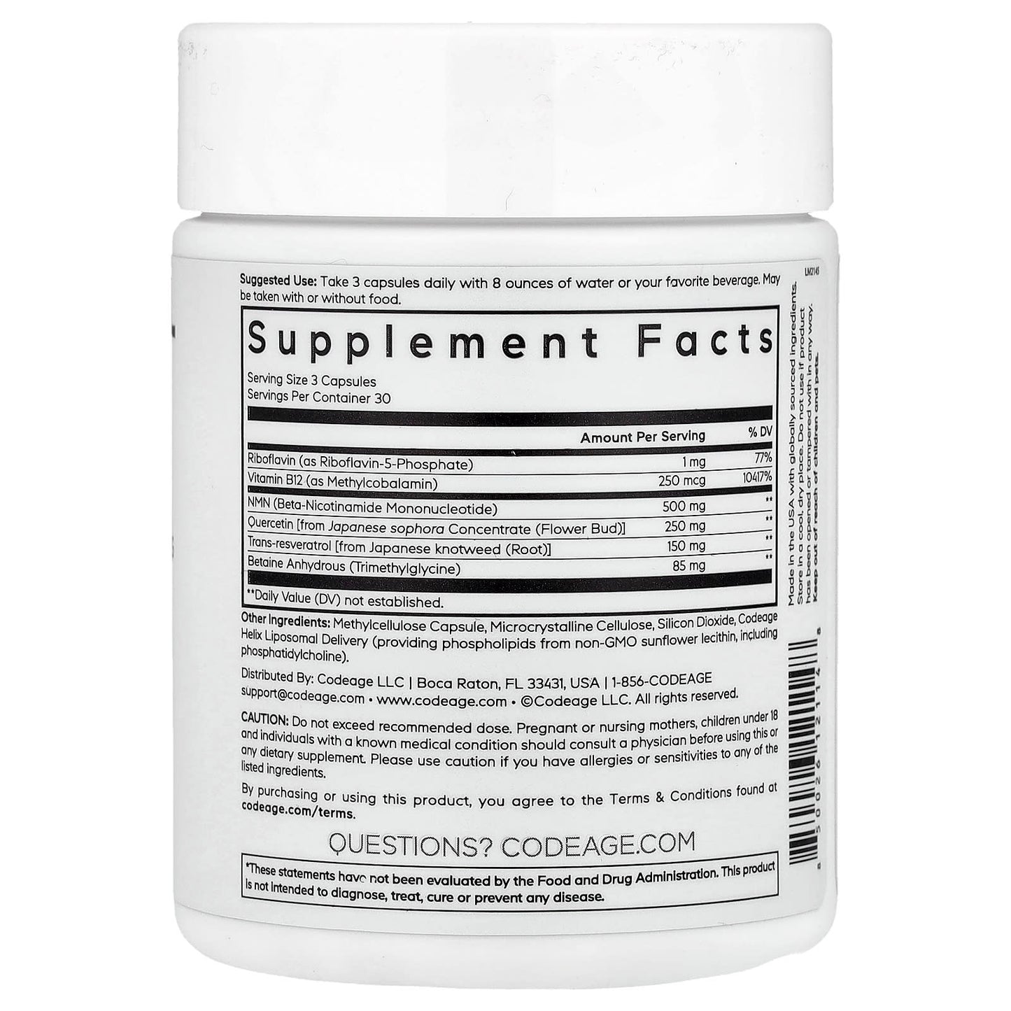 Unlock Youthful Vitality with CodeAge Liposomal NMN Platinum - 90 Capsules - Image 2