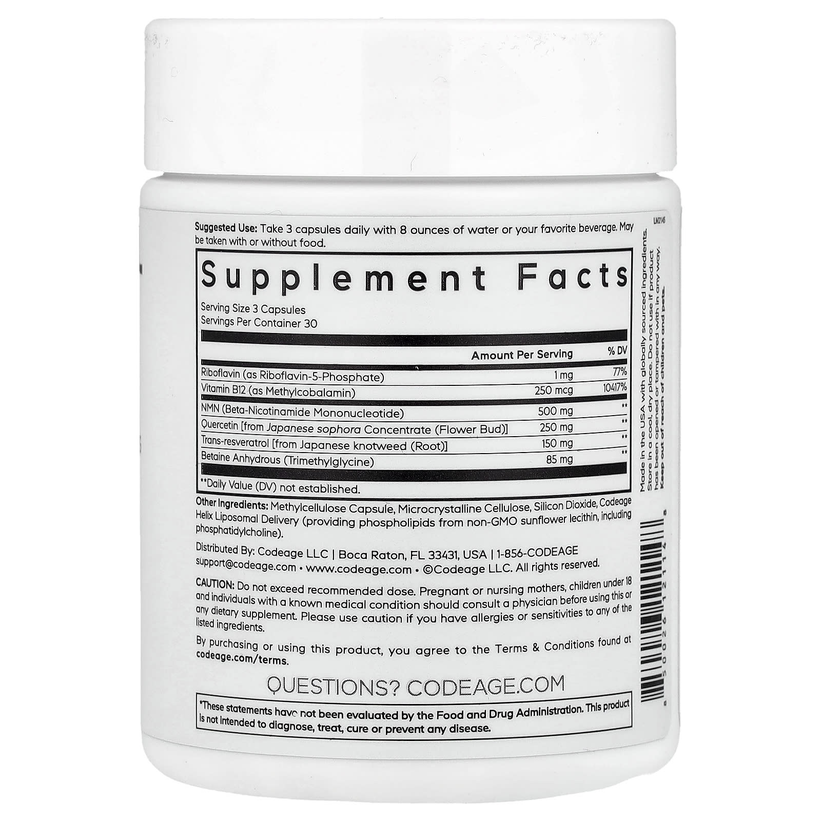 Unlock Youthful Vitality with CodeAge Liposomal NMN Platinum - 90 Capsules - Image 2