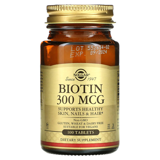 Solgar, Biotin, 300 mcg, 100 Tablets - Image 1