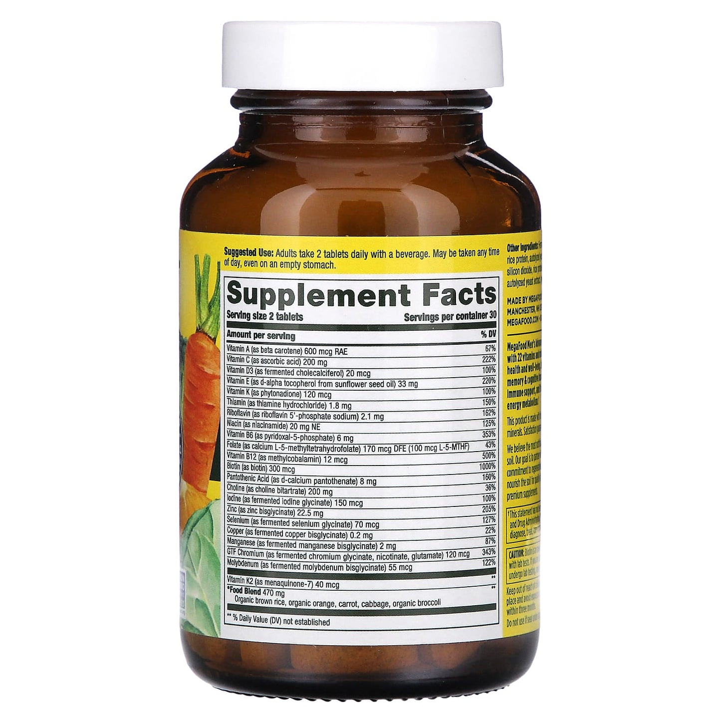MegaFood, Men's Advanced Multivitamin, 60 Tablets - Image 2