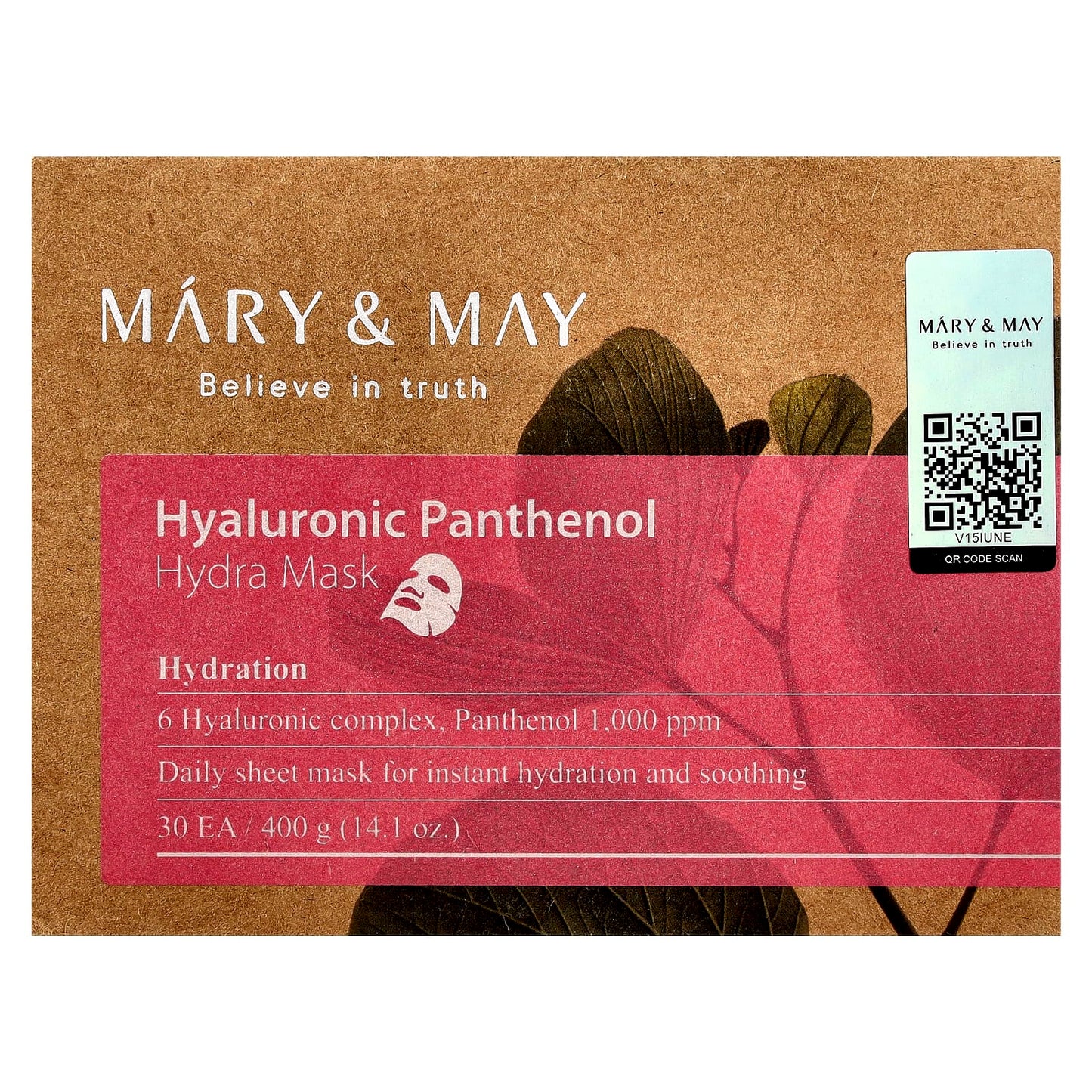 Mary & May, Hyaluronic Panthenol, Hydra Beauty Mask, 30 Sheets, 14.1 oz (400 g) - Image 2