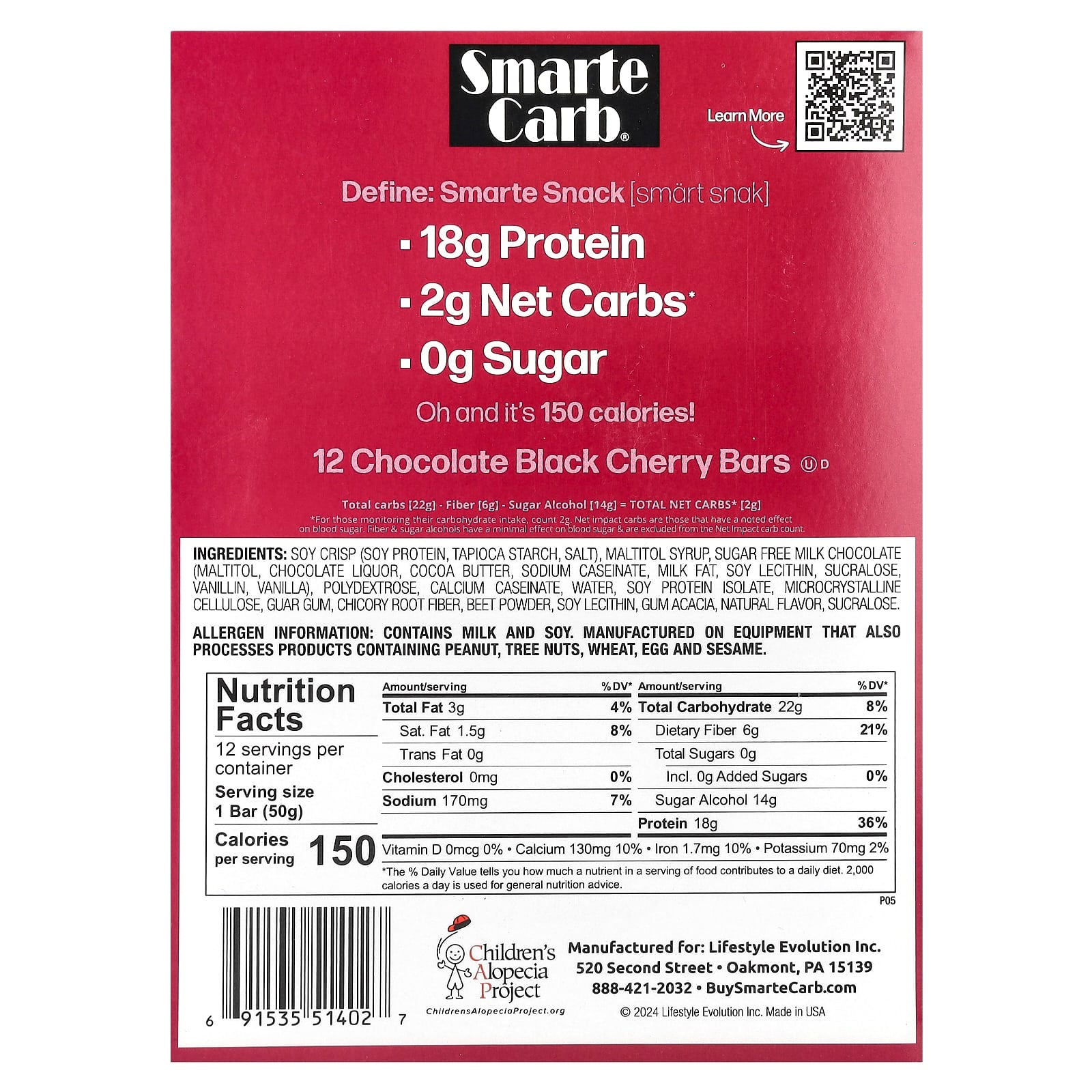 NuGo Nutrition, Smarte Carb® Protein Bar, Chocolate Black Cherry, 12 Bars, 1.76 oz (50 g) Each - Image 2