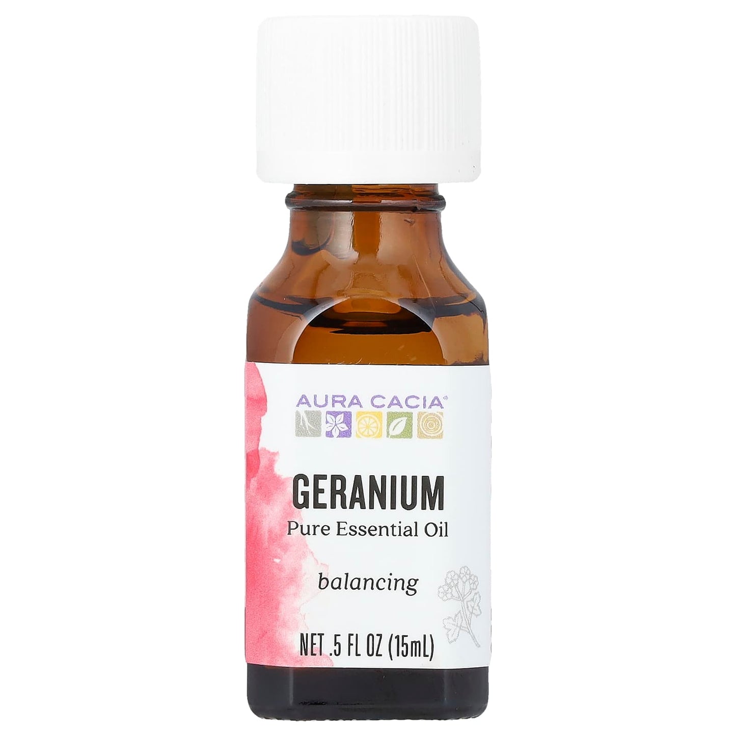 Aura Cacia Pure Geranium Essential Oil 15ml for Balanced Self-Care - Image 1