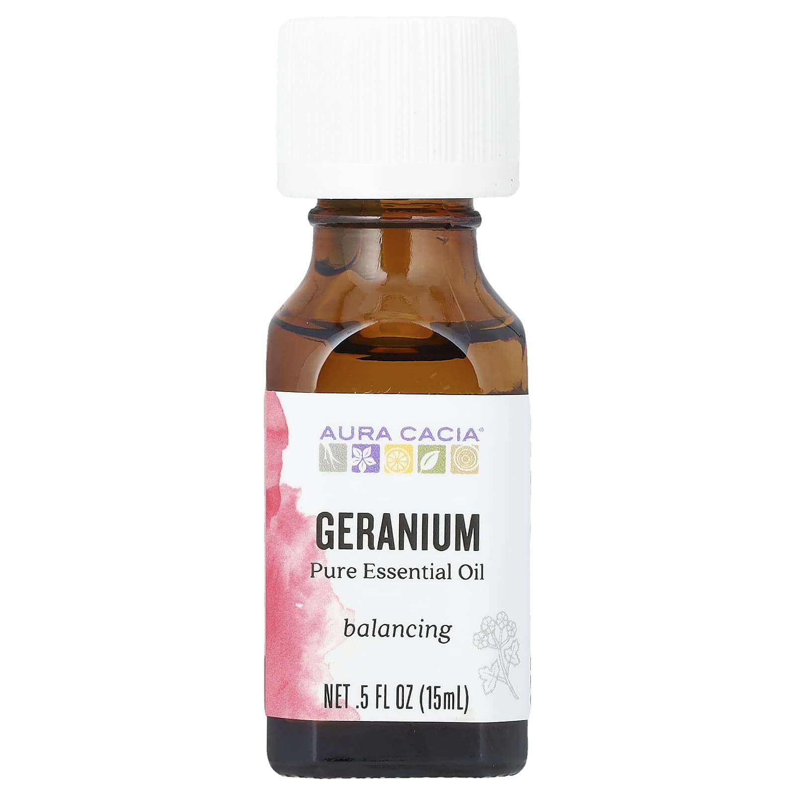 Aura Cacia Pure Geranium Essential Oil 15ml for Balanced Self-Care - Image 1