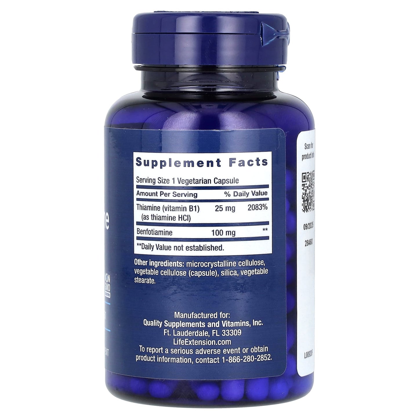 Life Extension, Benfotiamine with Thiamine, 100 mg, 120 Vegetarian Capsules - Image 2