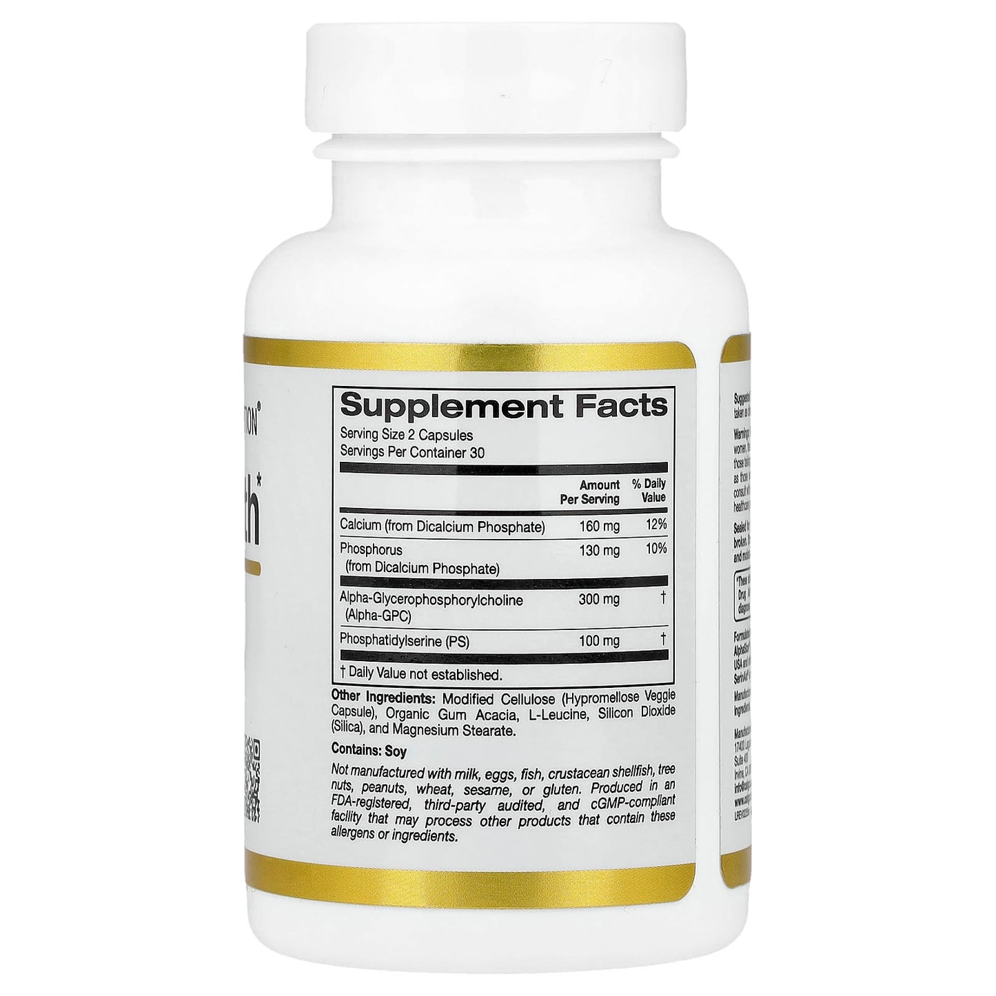 Brain Health Supplements with Alpha-GPC, Calcium & Phosphorus - 60 Capsules - Image 2