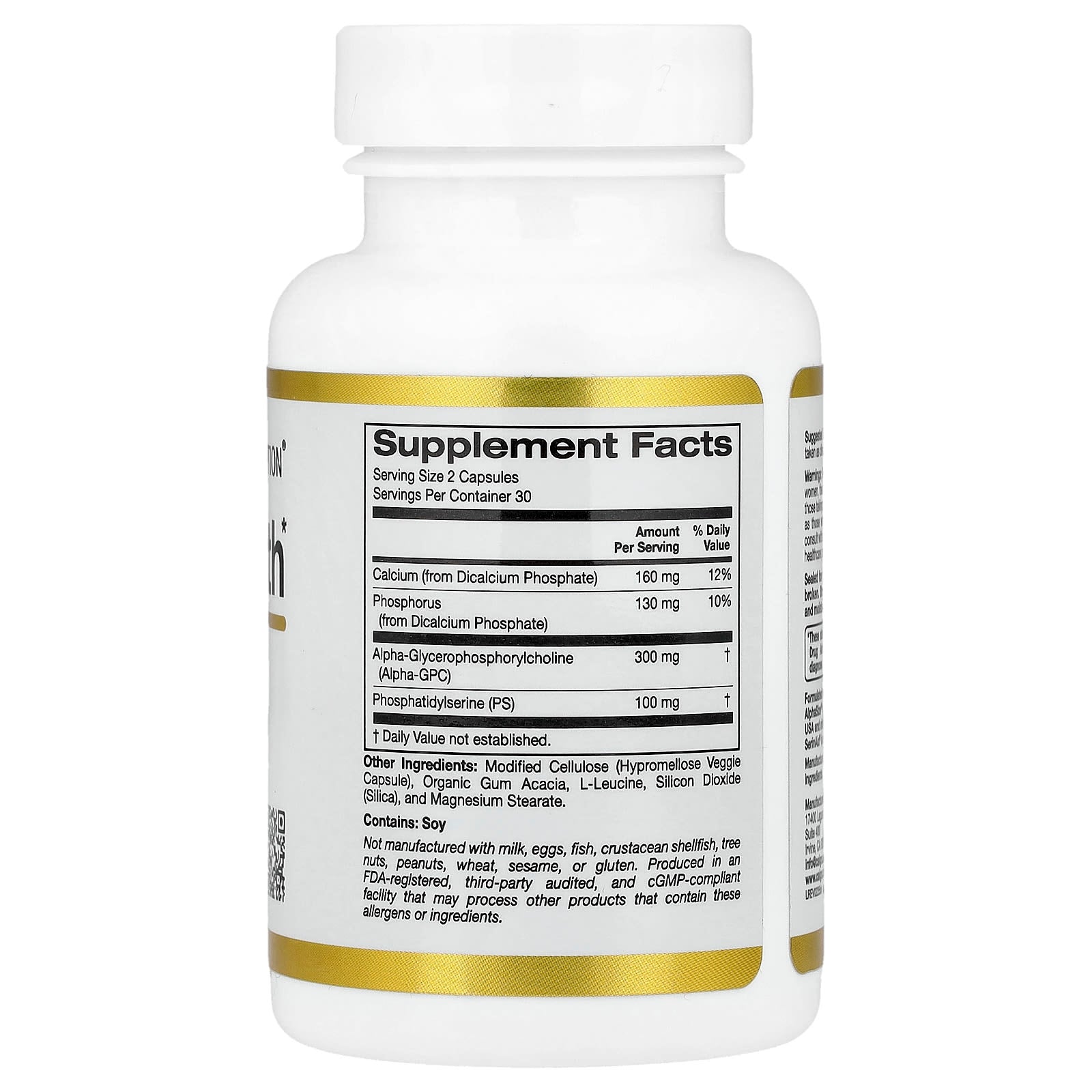 Brain Health Supplements with Alpha-GPC, Calcium & Phosphorus - 60 Capsules - Image 2
