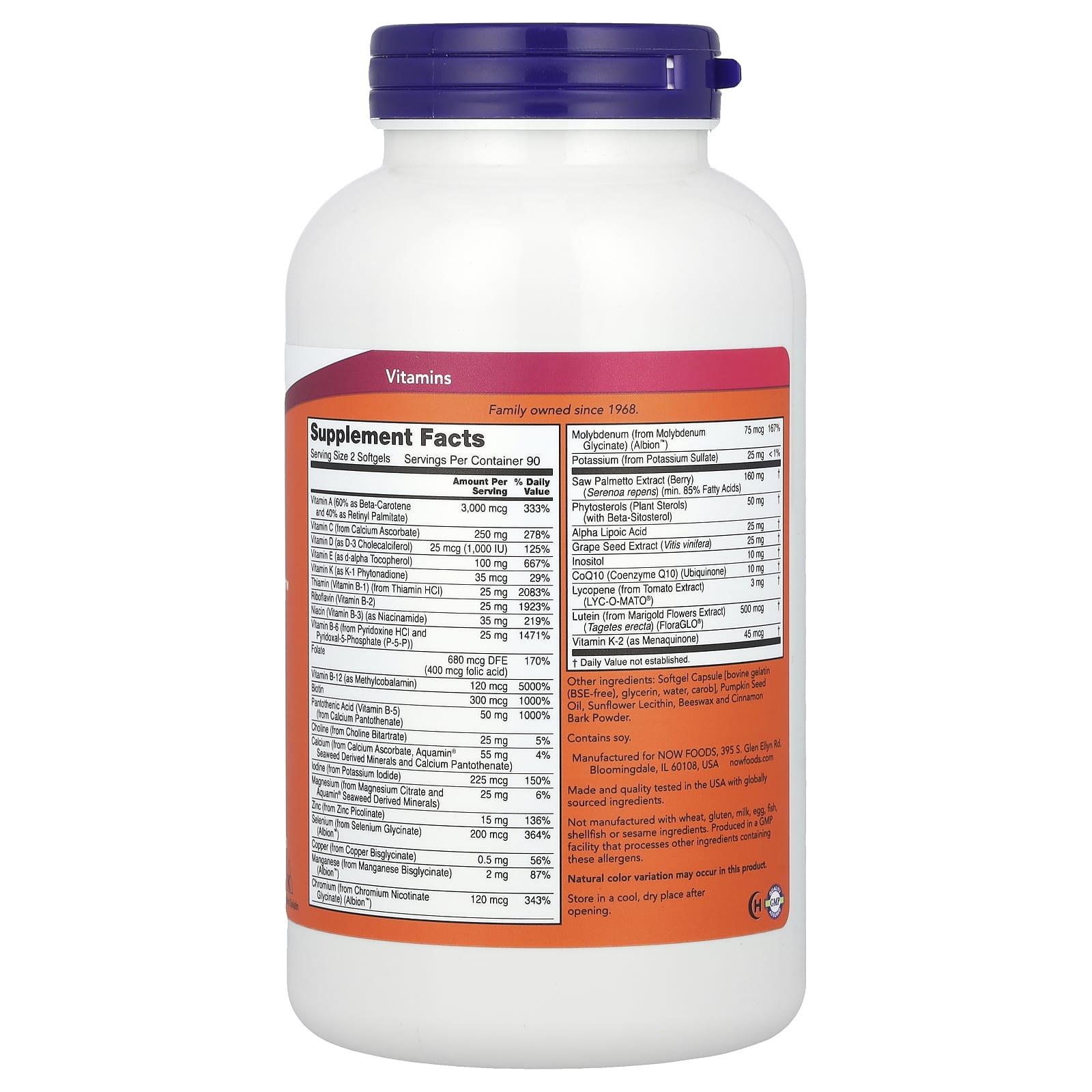 NOW Foods, ADAM™, Superior Men's Multi, 180 Softgels - Image 2