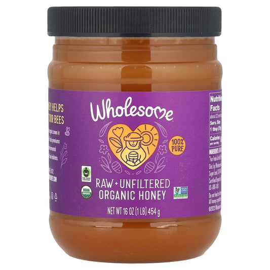 Wholesome Sweeteners, Raw + Unfiltered Organic Honey , 16 oz (454 g) - Image 1