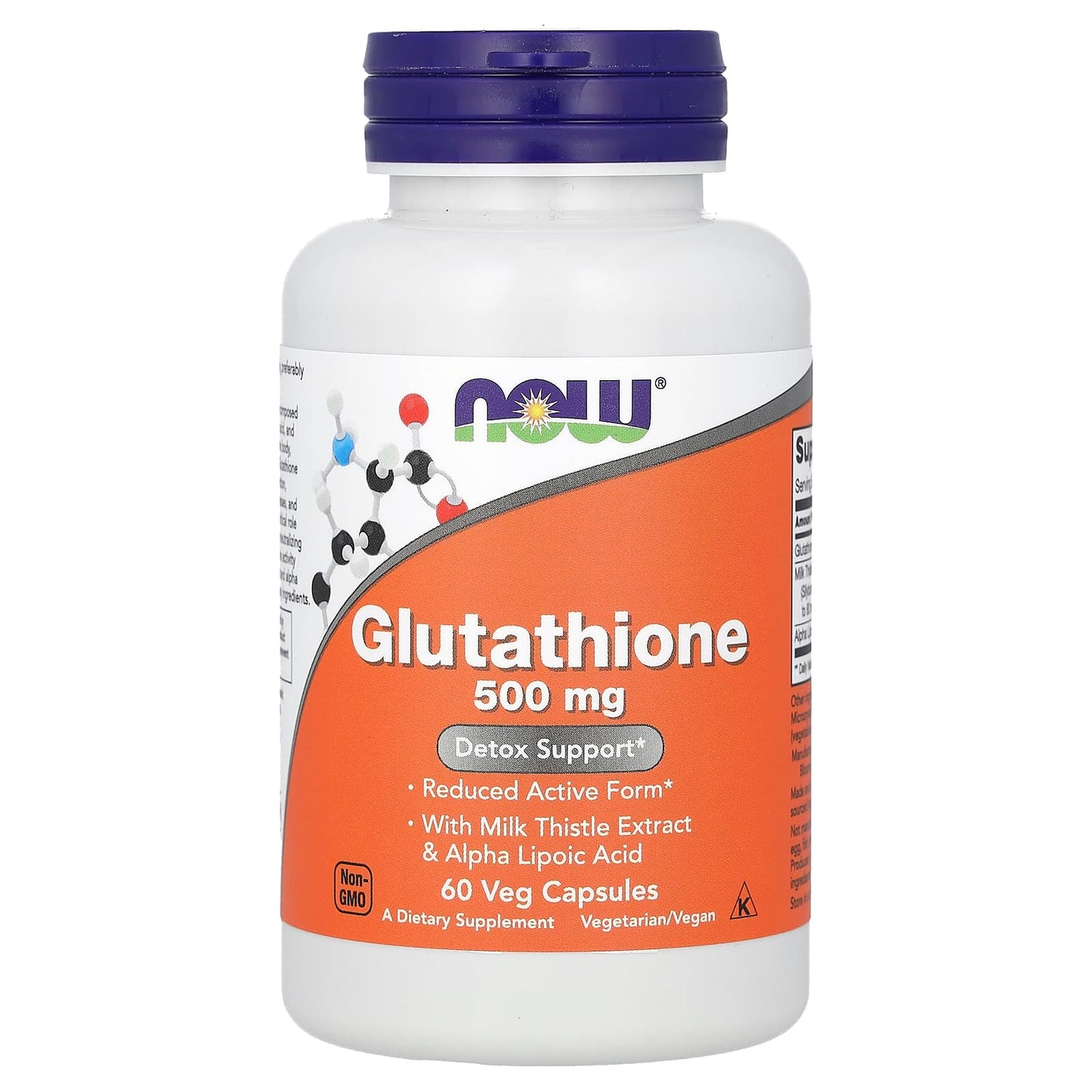 NOW Foods, Glutathione, 500 mg, 60 Veg Capsules - Image 1