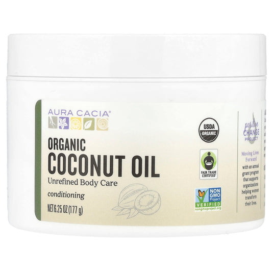 Organic Coconut Oil for Hair and Skin - Aura Cacia, 6.25 oz (177 g) - Image 1