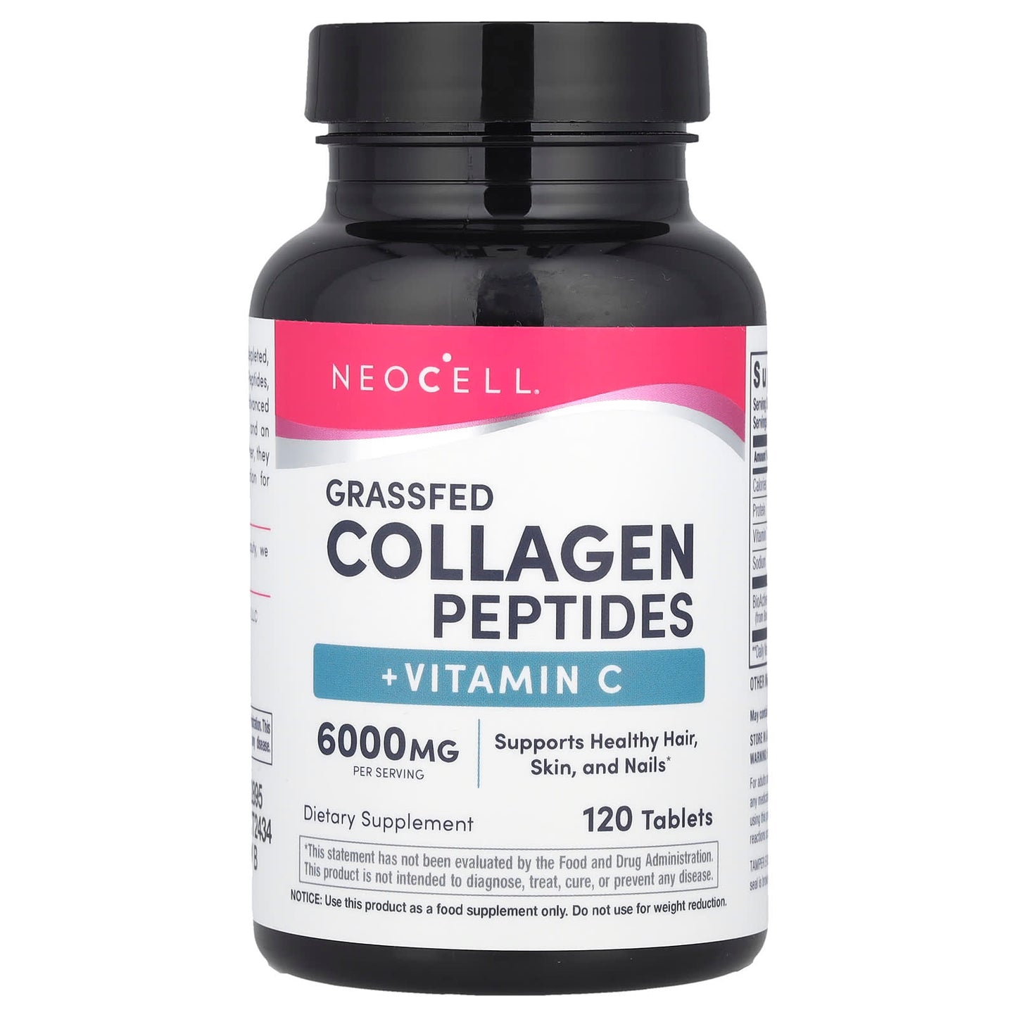 NeoCell, Grassfed Collagen Peptides + Vitamin C, 120 Tablets - Image 1