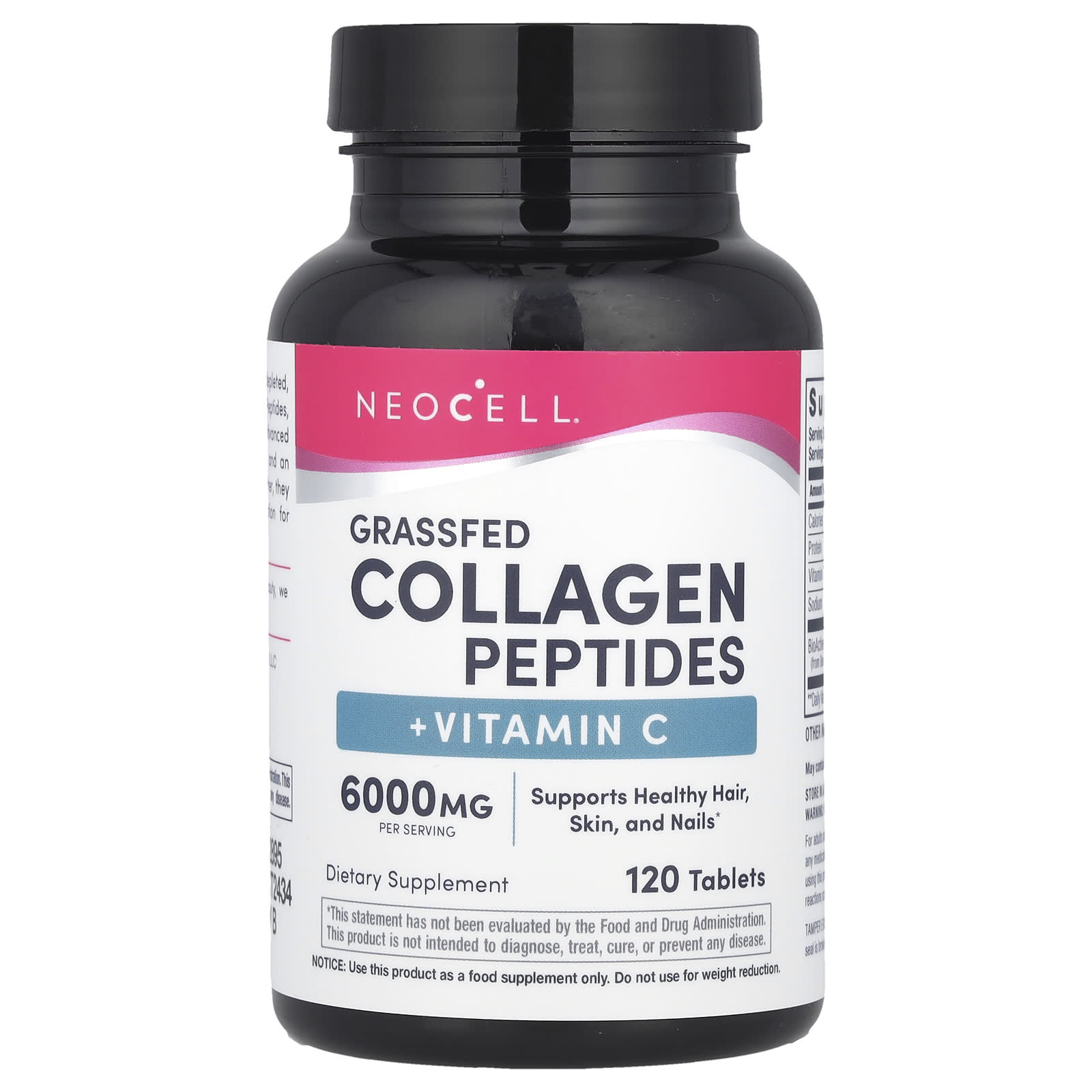 NeoCell, Grassfed Collagen Peptides + Vitamin C, 120 Tablets - Image 1