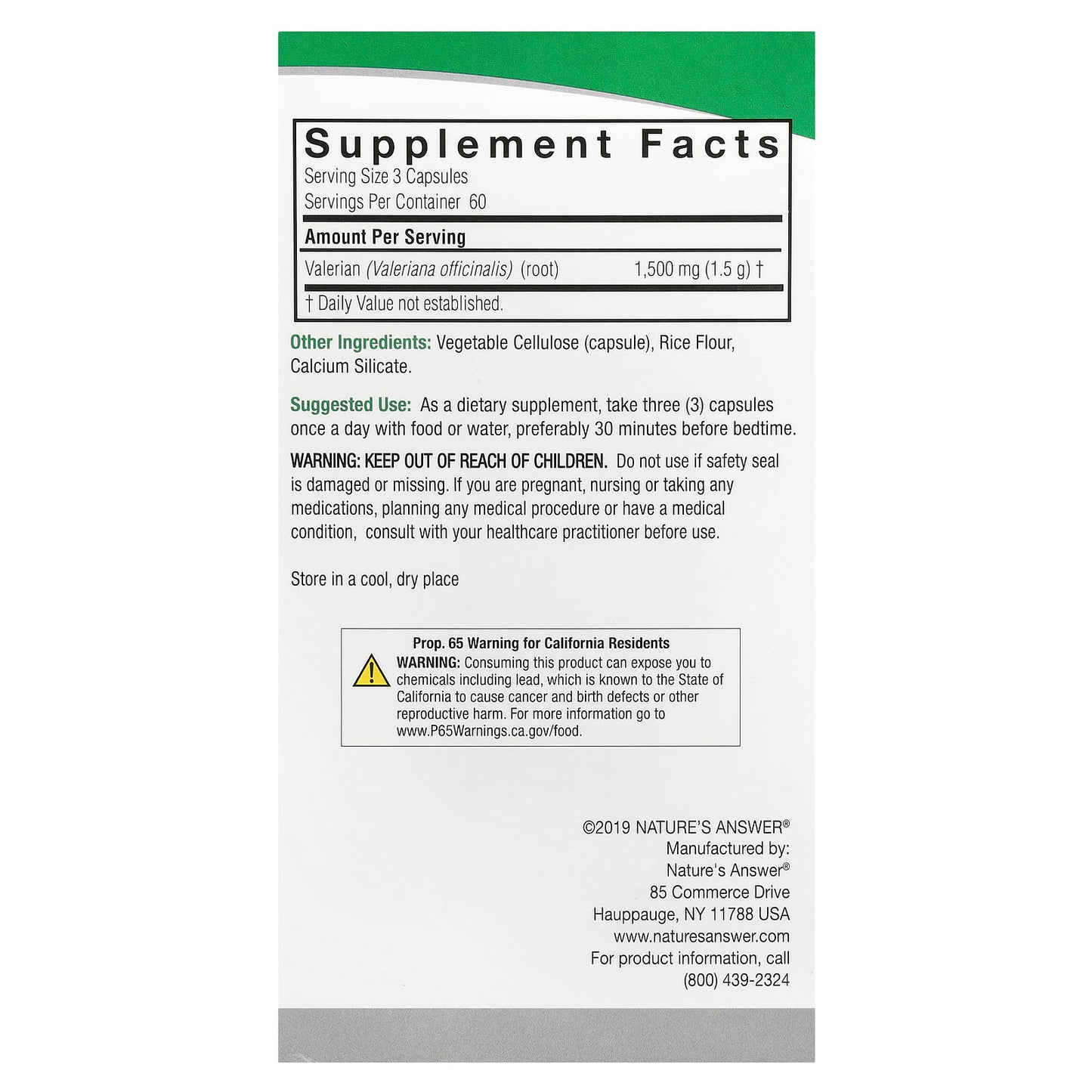 Nature's Answer, Valerian Root, 180 Vegetarian Capsules (500 mg per Capsule) - Image 2