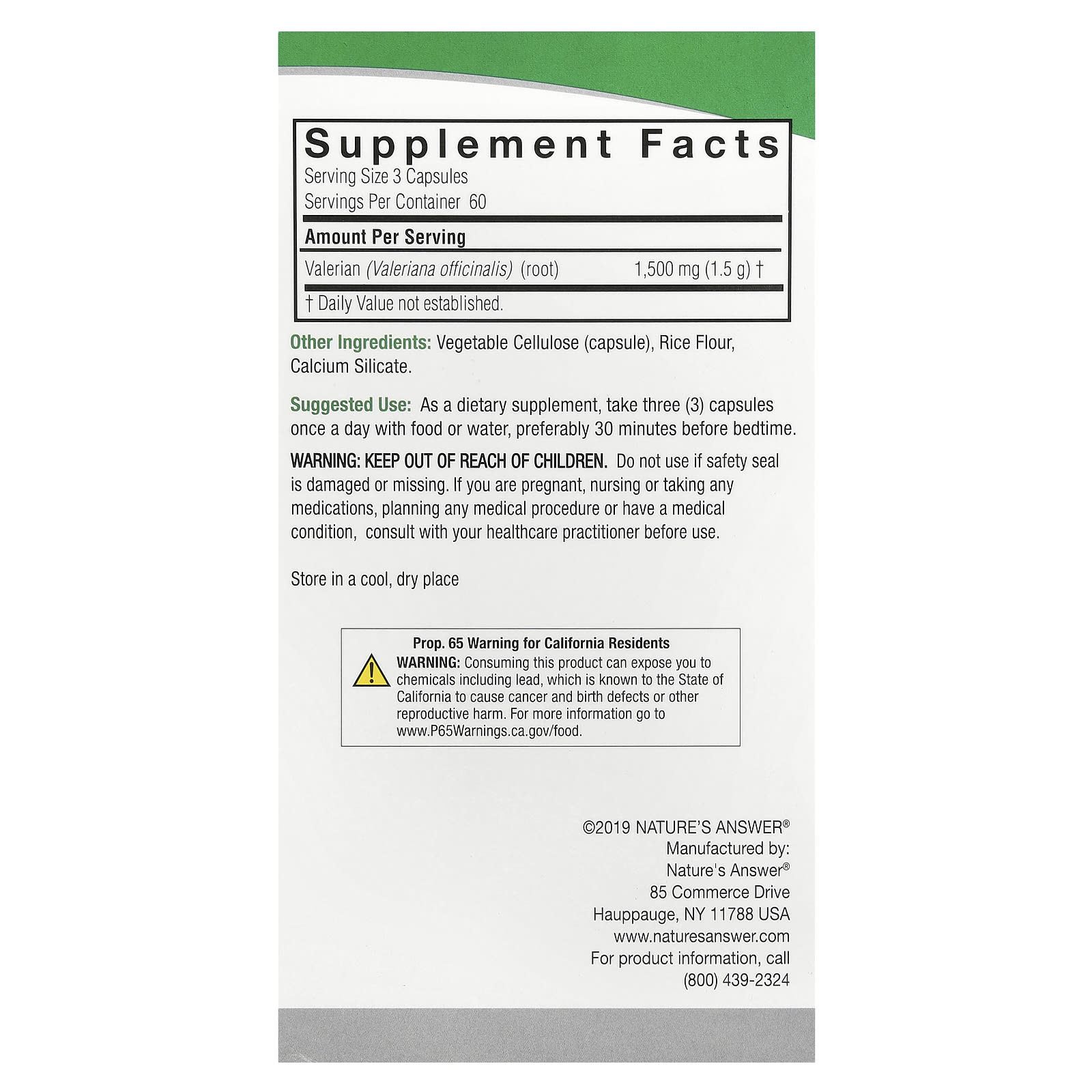 Nature's Answer, Valerian Root, 180 Vegetarian Capsules (500 mg per Capsule) - Image 2