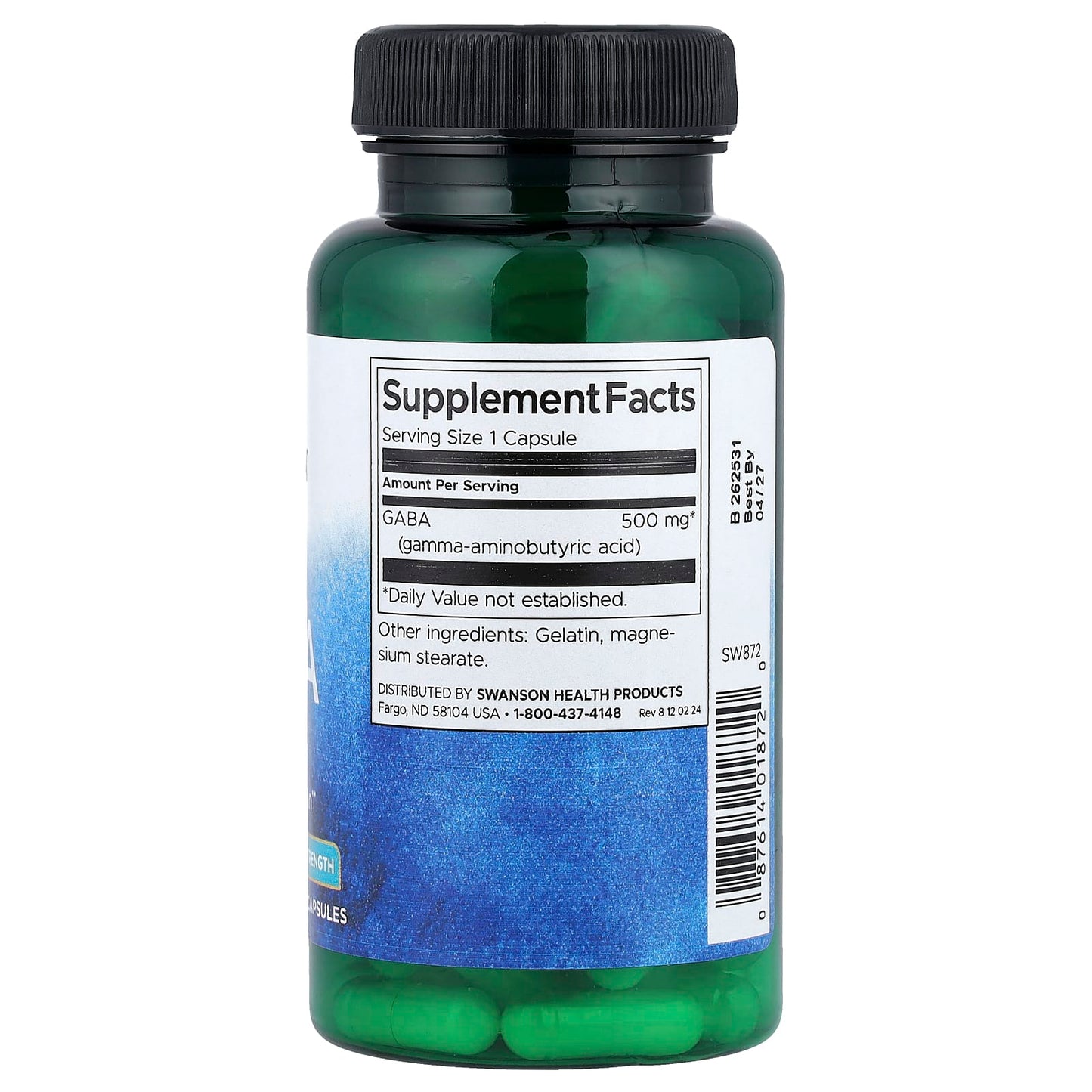 Swanson, GABA, 500 mg, 100 Capsules - Image 2