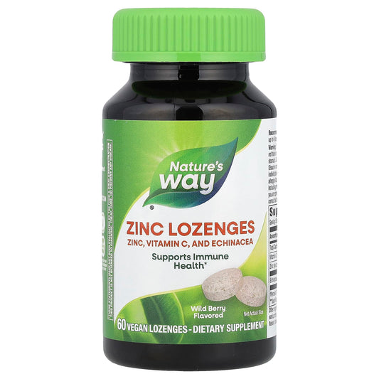 Nature's Way, Zinc Lozenges, Wild Berry , 60 Vegan Lozenges - Image 1