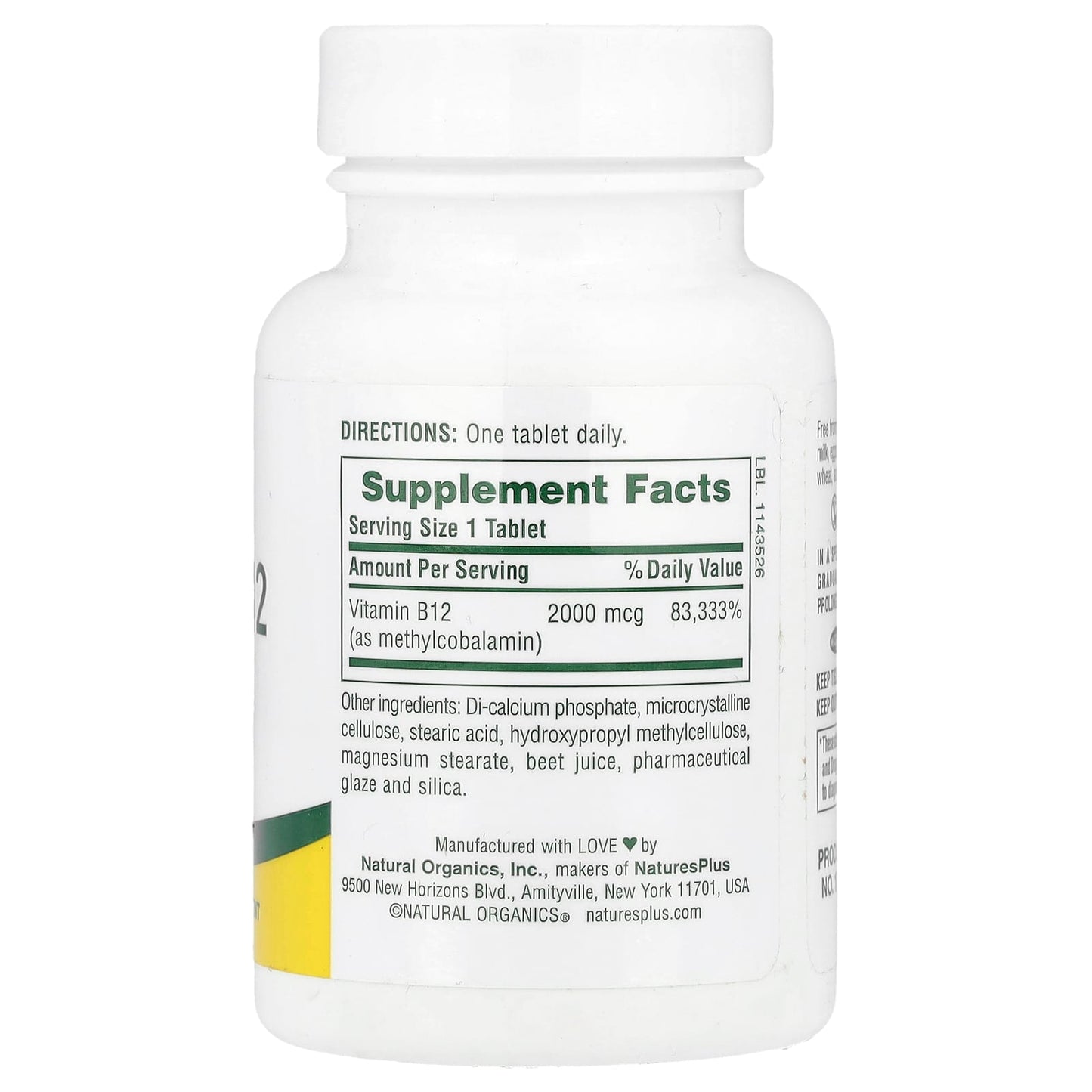 NaturesPlus, Sustained Release Vitamin B12, 2,000 mcg, 60 Tablets - Image 2
