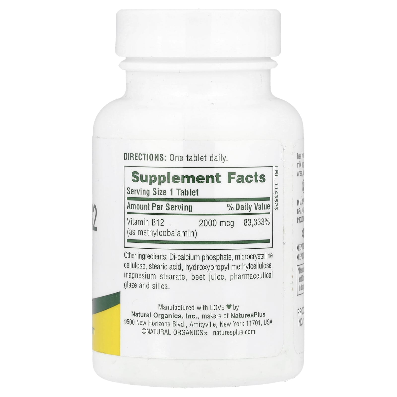 NaturesPlus, Sustained Release Vitamin B12, 2,000 mcg, 60 Tablets - Image 2