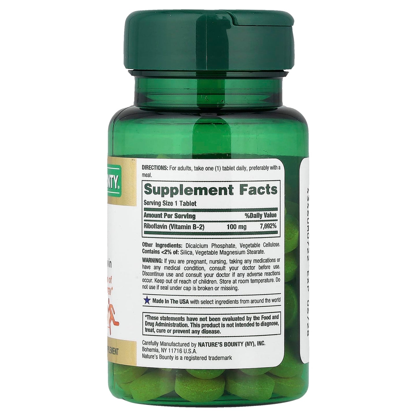 Nature's Bounty, Vitamin B-2, 100 mg, 100 Coated Tablets - Image 2